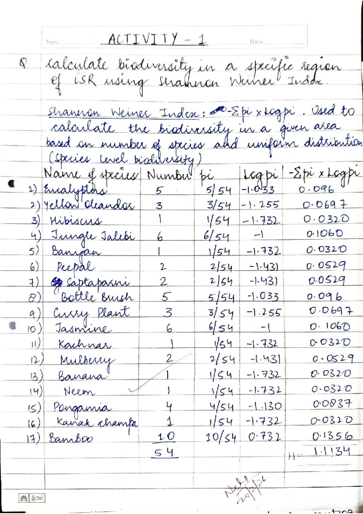 EVS II Practical File - Activity 1 Analysis and Observations - Studocu