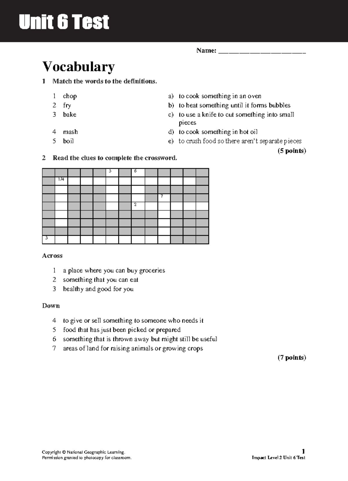 Impact Level 2 Unit 6 Vocabulary & Grammar Test - Studocu
