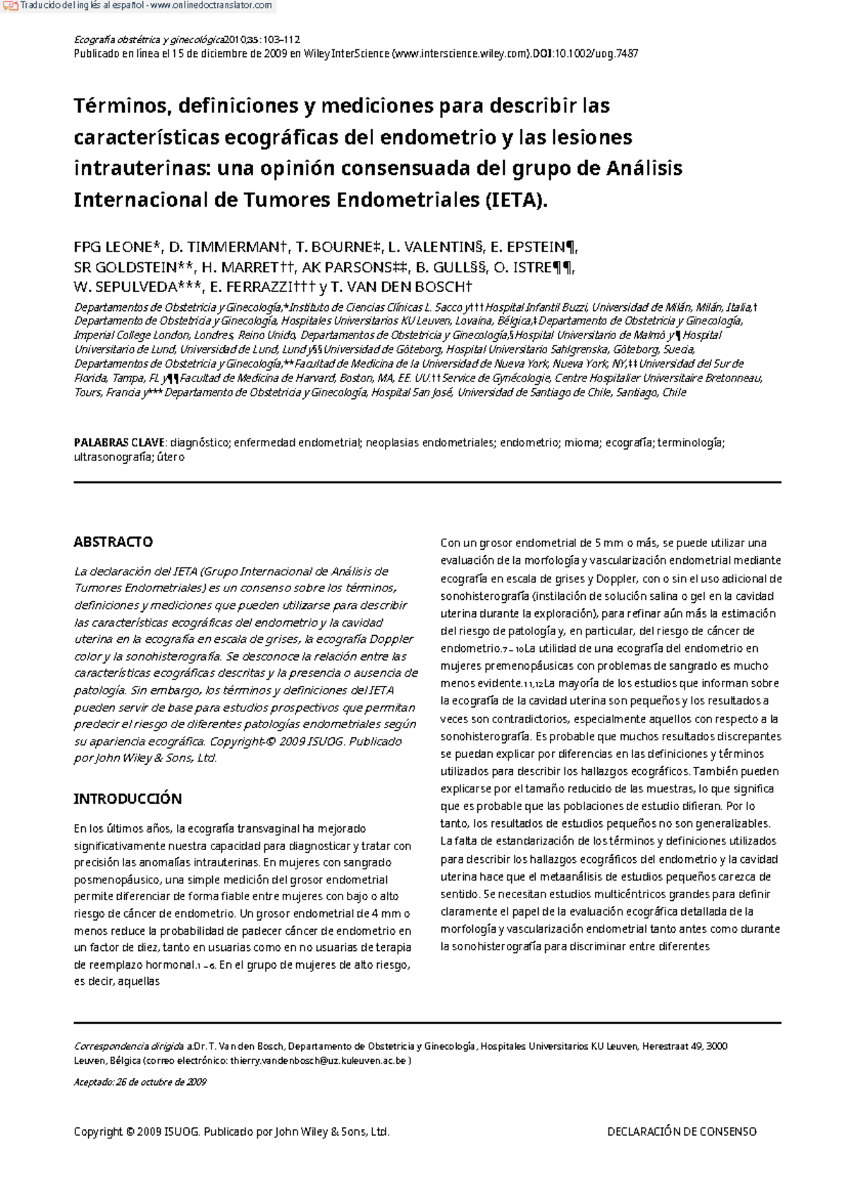 Criterios IETA para Ecografía Obstétrica: Términos y Definiciones - Studocu