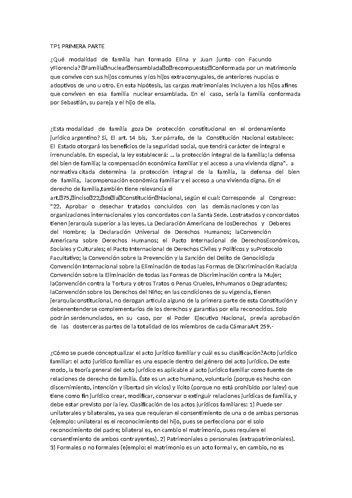 Tp Primera Parte Trabajo Practico Tp Primera Parte Qu Modalidad De Familia Han Formado