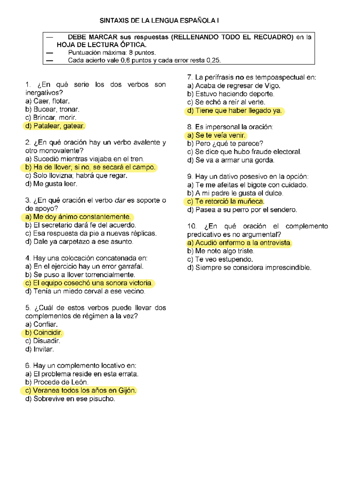 Examen de Sintaxis de la Lengua Española I - Septiembre 2023 - Document Preview