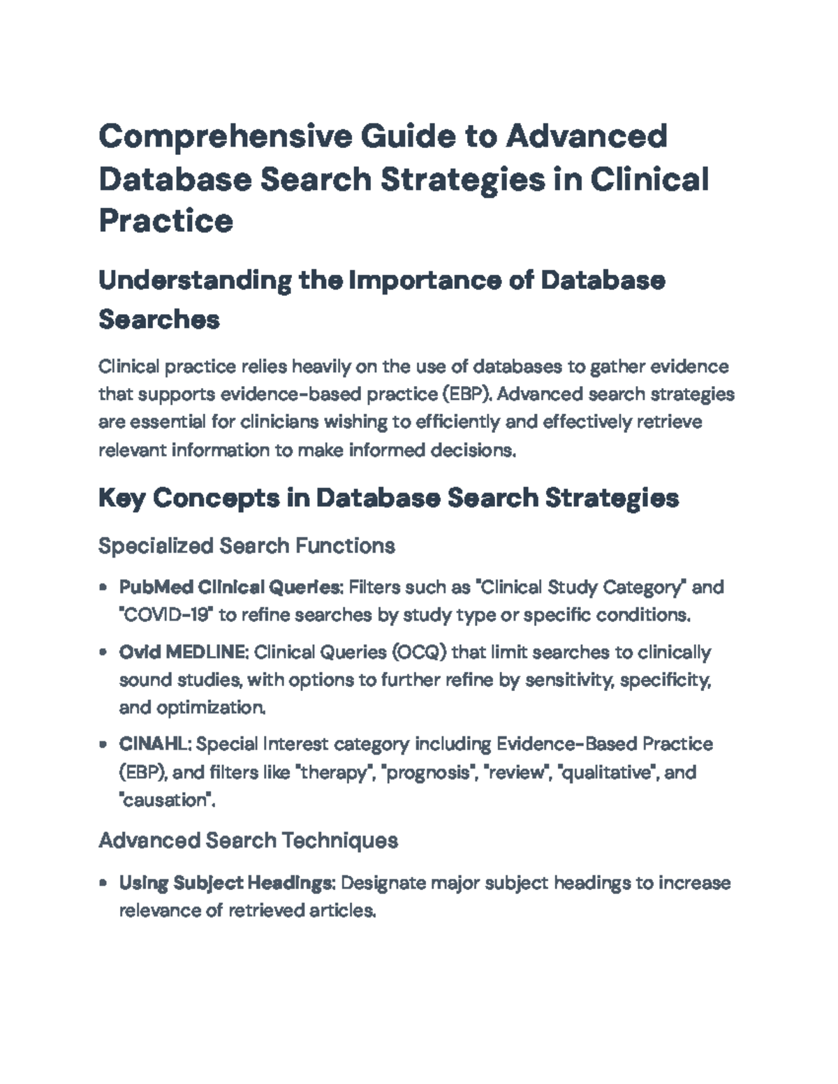 Advanced Database Search Strategies in Clinical Practice: A ...
