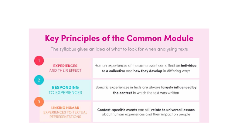 Key Principles of the Common Module: Analyzing Human Experiences - Studocu