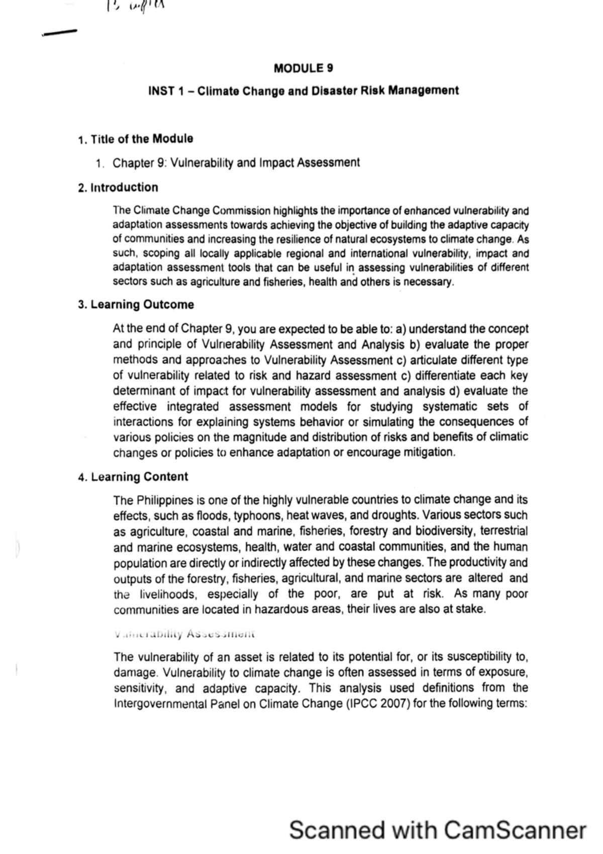 CCDRM Module 09: Vulnerability & Impact Assessment in Climate Change ...