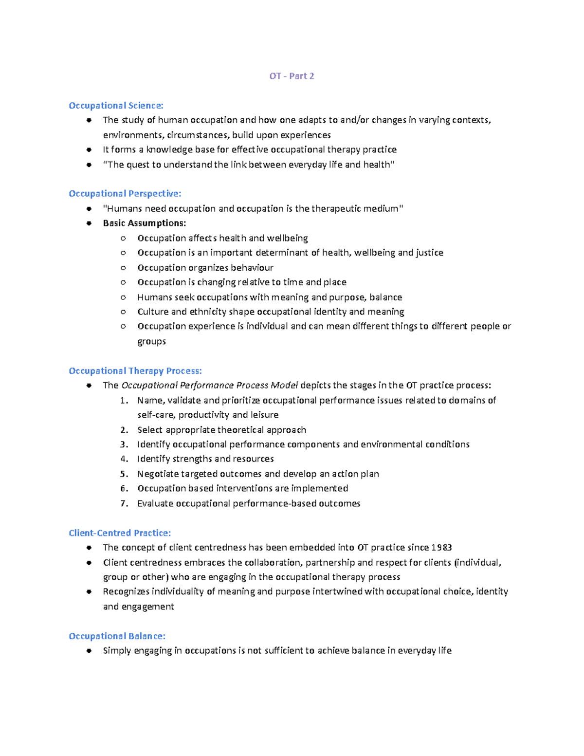 Lesson 8 - OT: Understanding Occupational Science & Therapy Principles ...