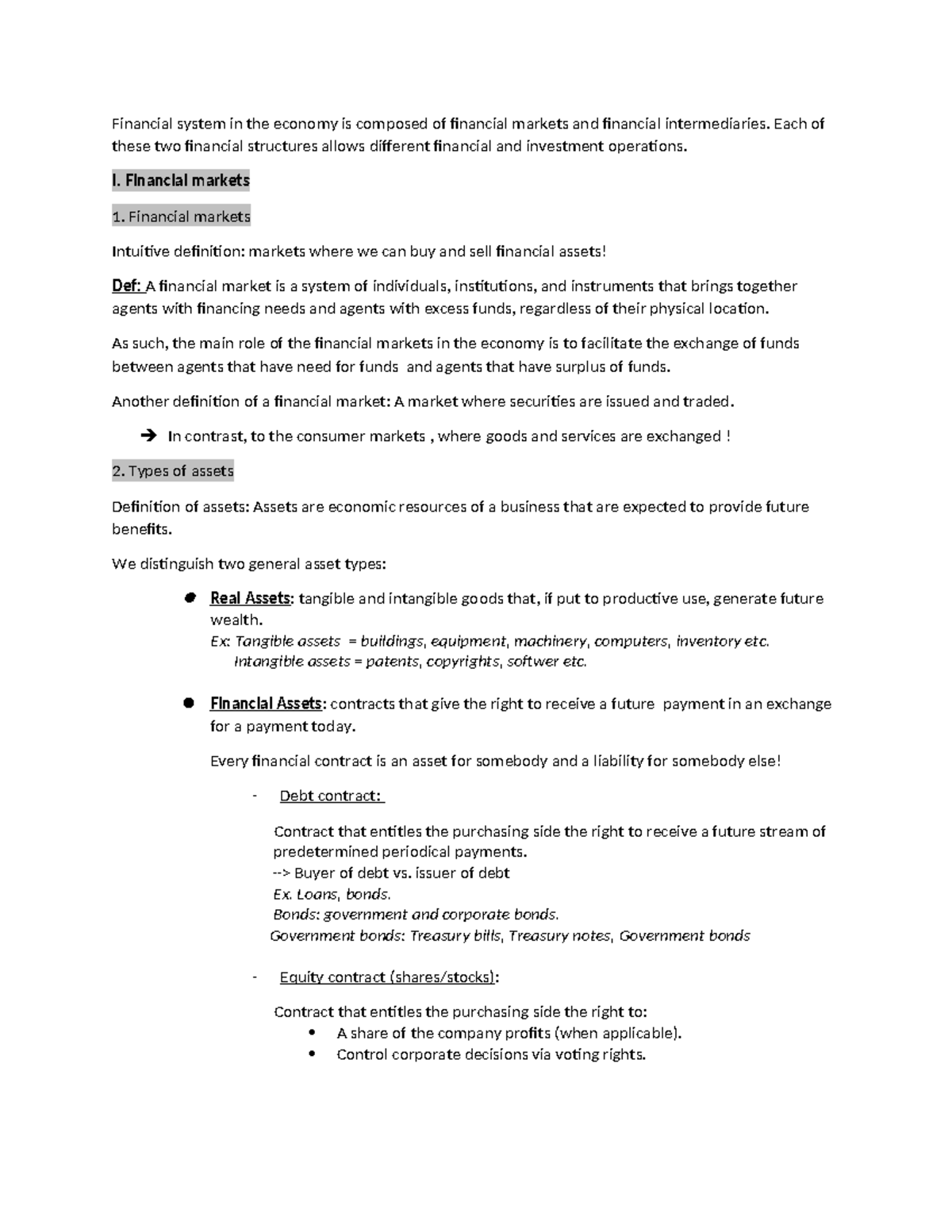 Topic 1 notes - jvoeifvhoefivjo - Financial system in the economy is ...