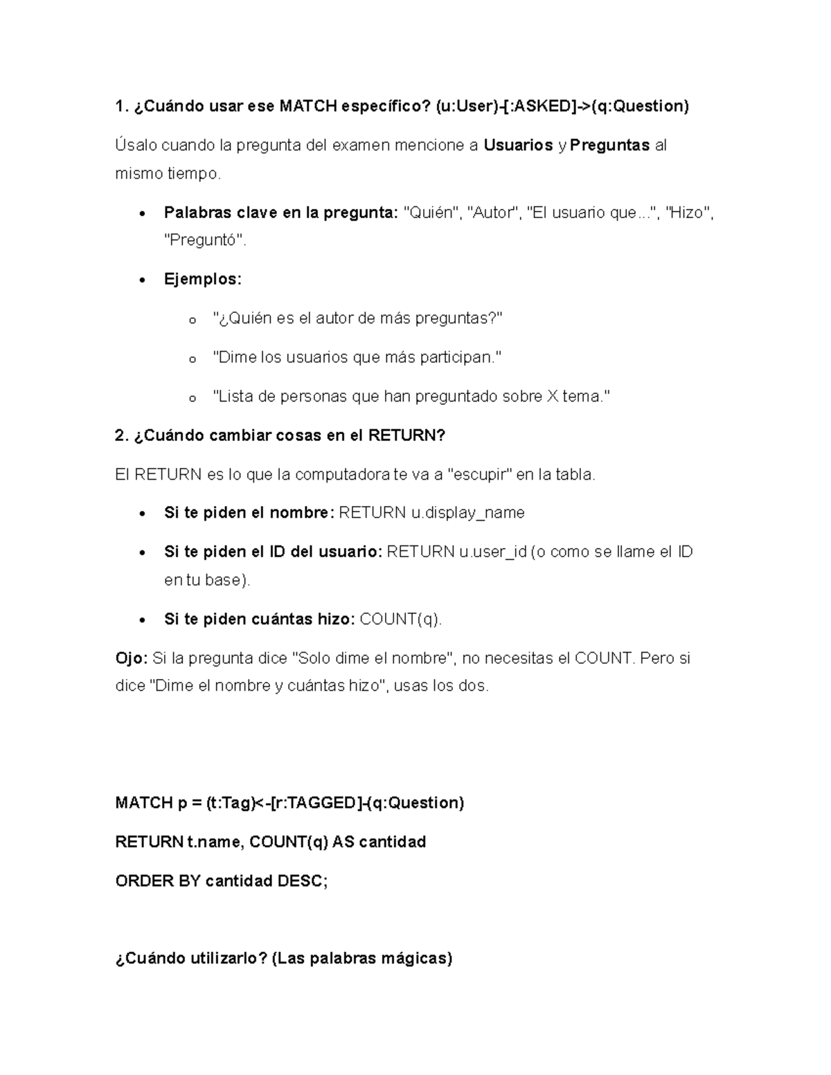 Datos Neonj: Uso de MATCH y RETURN en Consultas SQL - Studocu