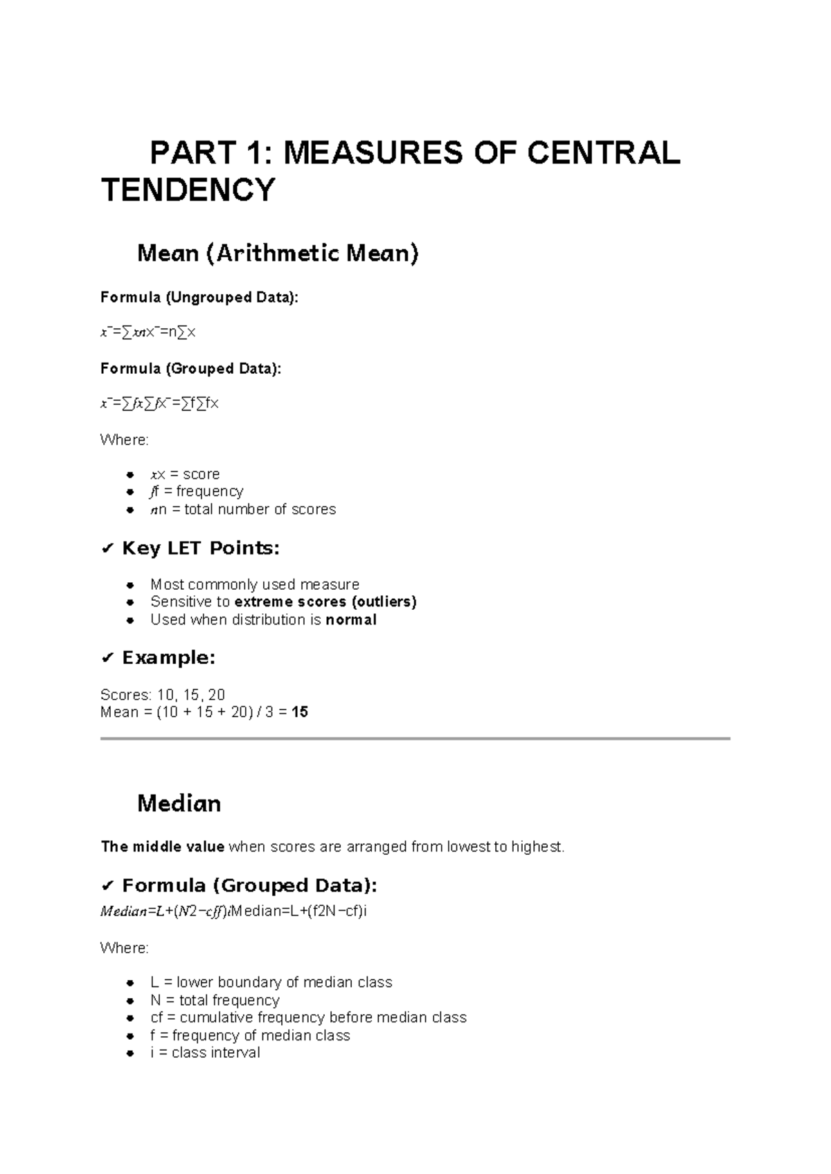 Measures of Central Tendency & Variability: Key Concepts and Formulas ...