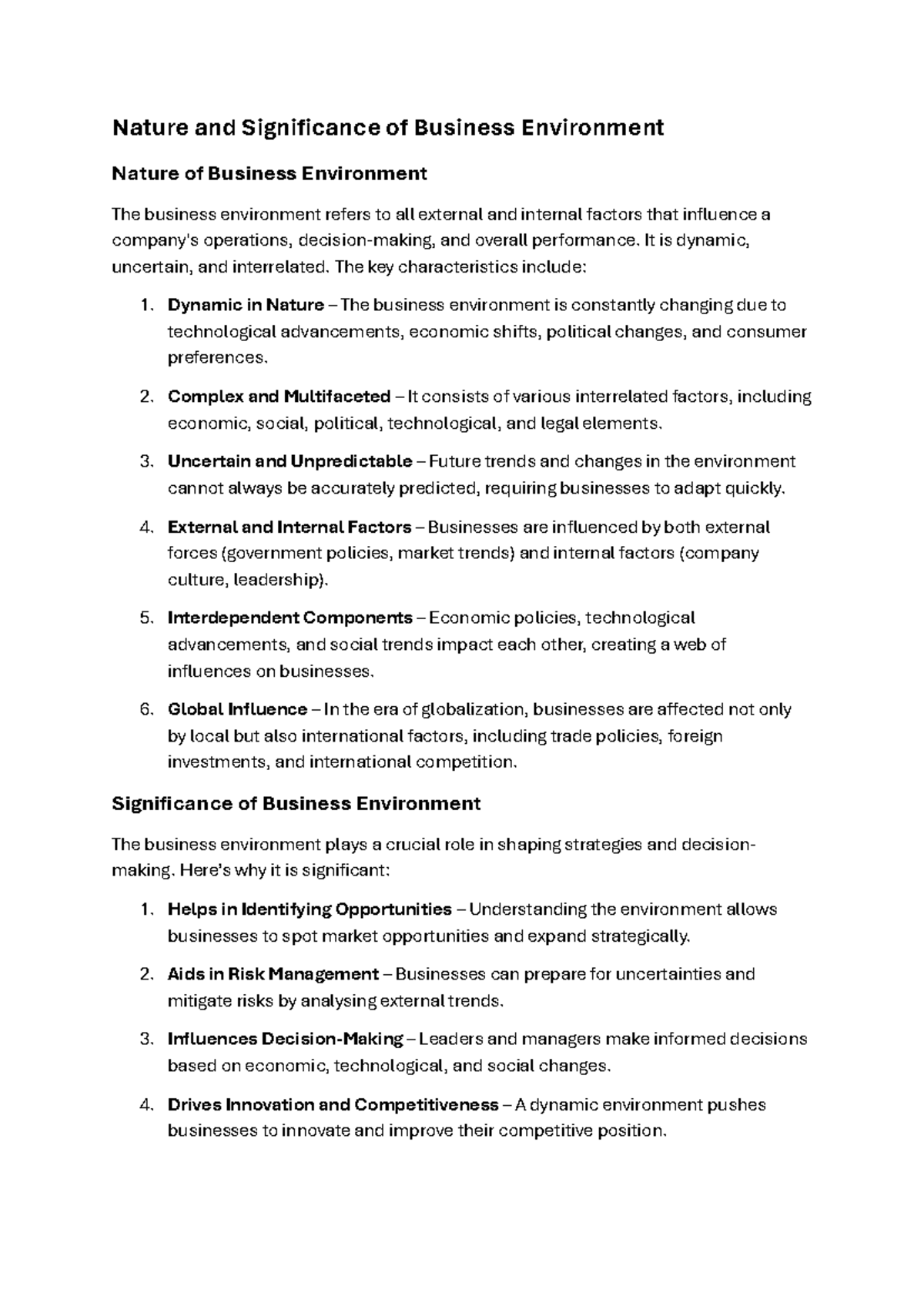 Nature and Significance of Business Environment: Key Insights and ...