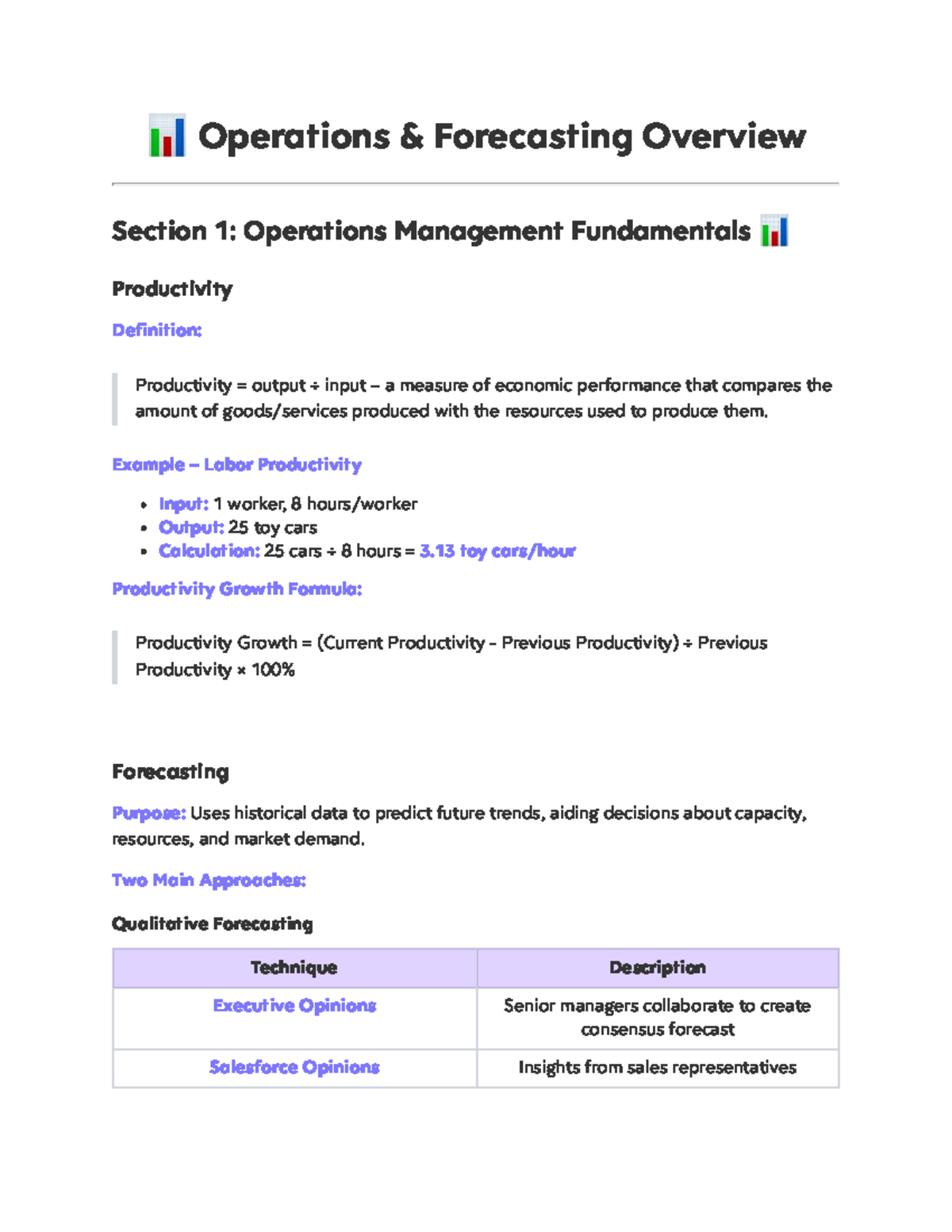 Operations Forecasting & Capacity Management Overview (OM 101) - Studocu