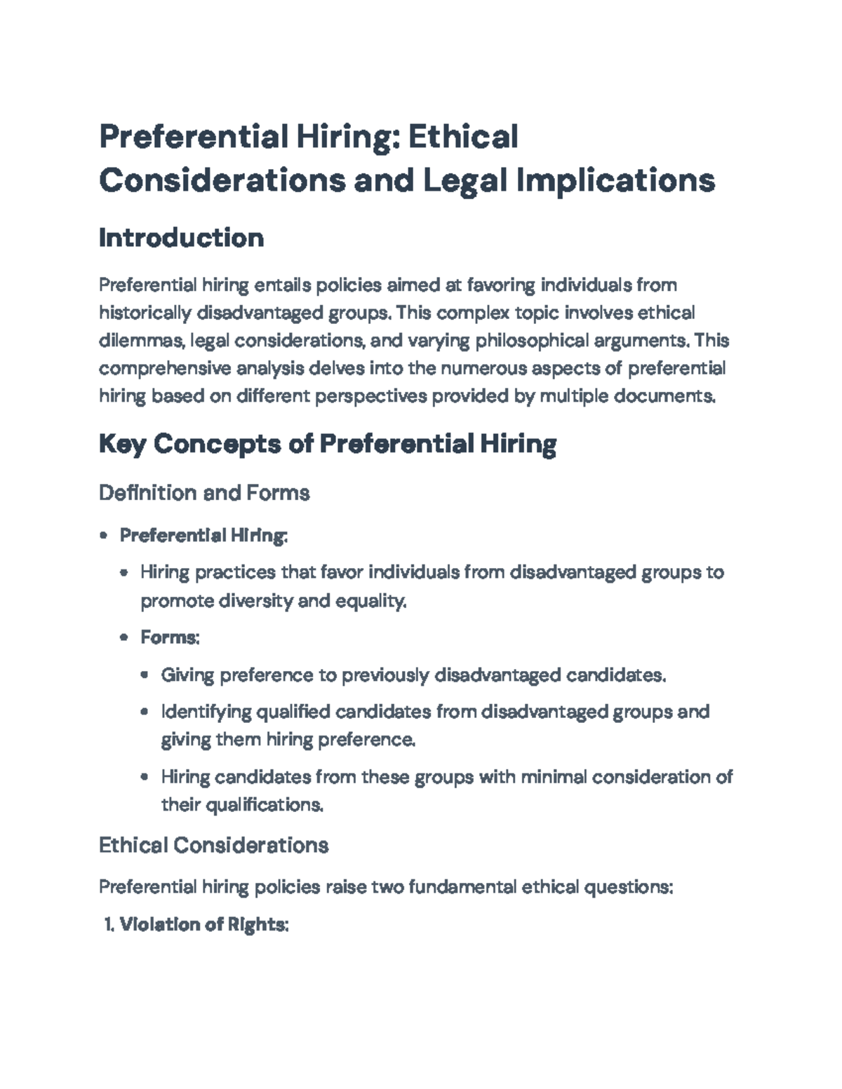 Ethical and Legal Implications of Preferential Hiring Practices ...