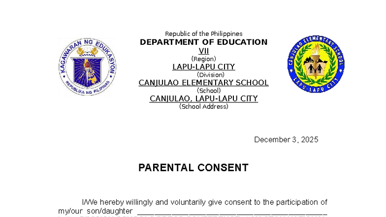 Press Conference Parent Consent Form - DepEd VII - Studocu