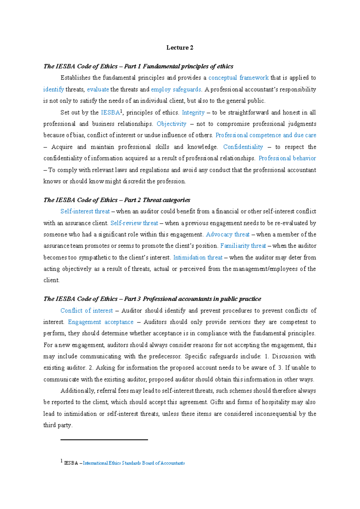 Lecture 2: IESBA Code of Ethics - Fundamental Principles & Threats ...