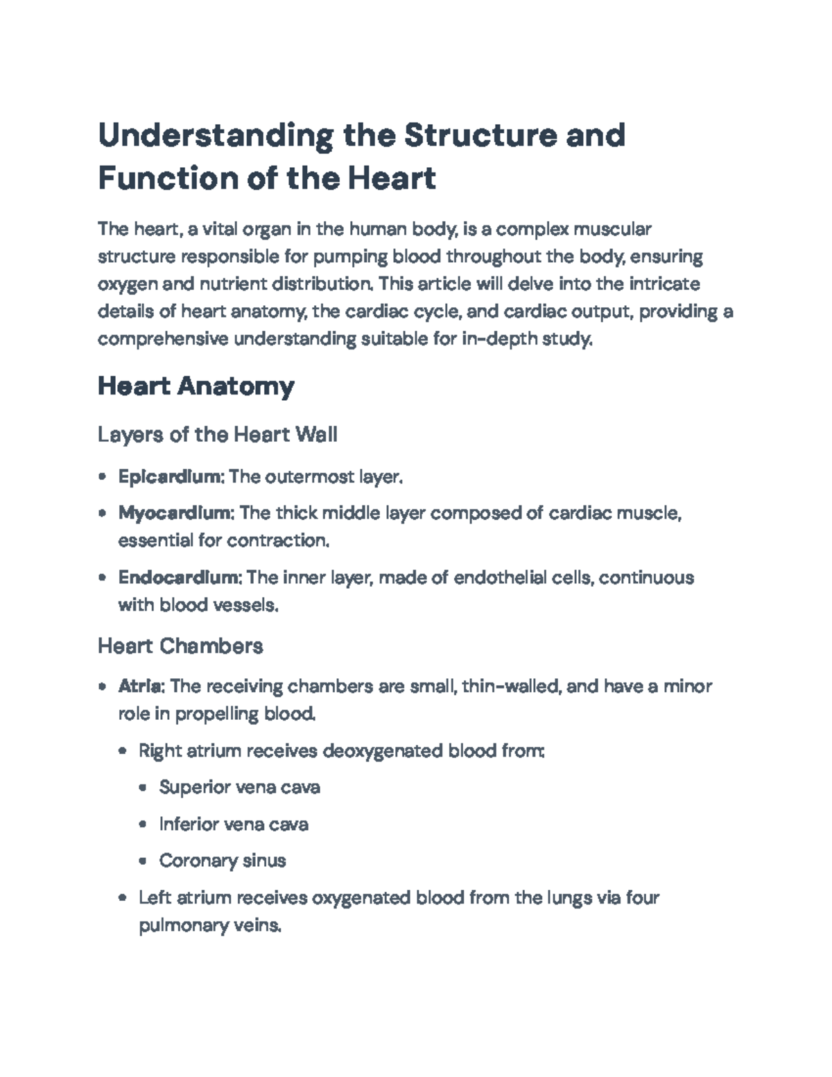 Understanding Heart Structure & Function - Bio 101 Lecture Notes - Studocu