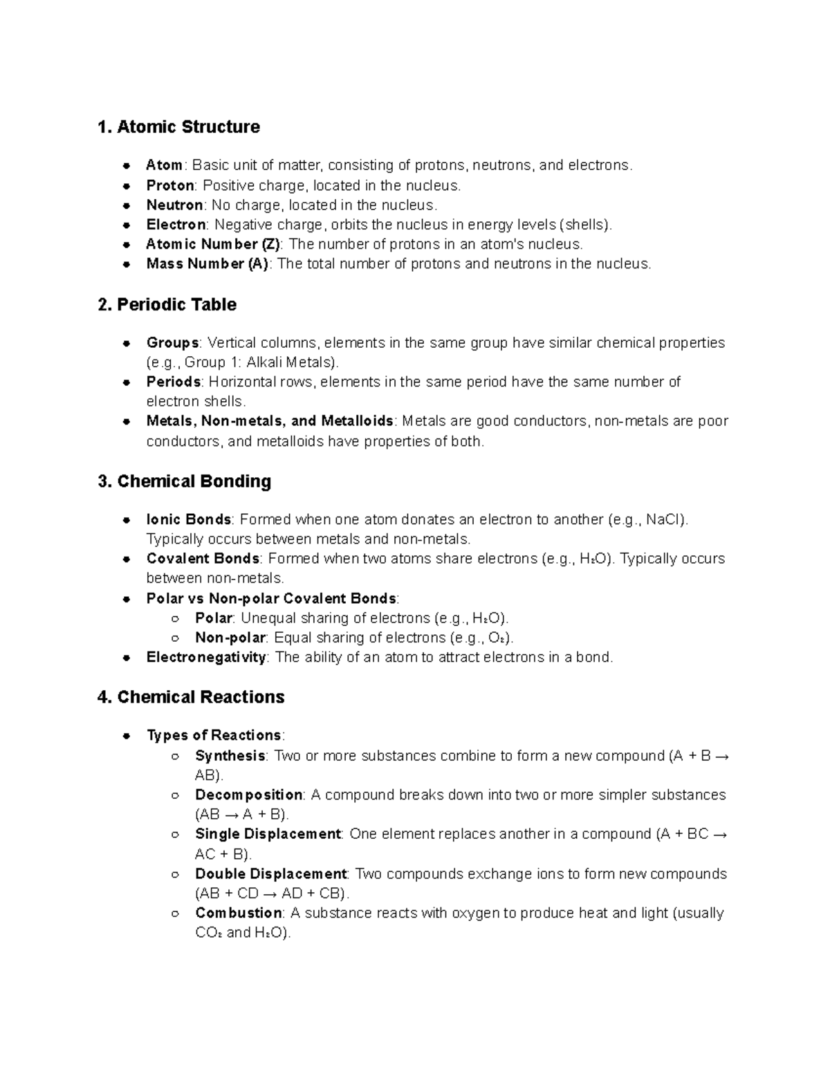 Chemisty Notes - Chemistry, basics and important concepts - 1. Atomic ...