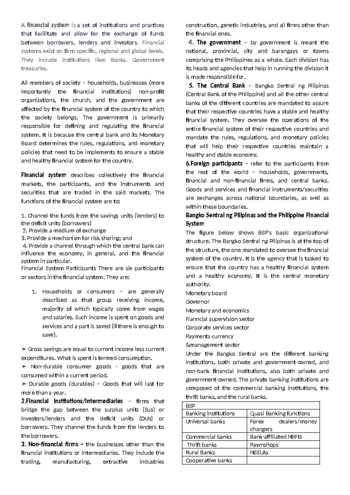 Financial System Overview: Notes & Lectures (FIN 101) - Studocu