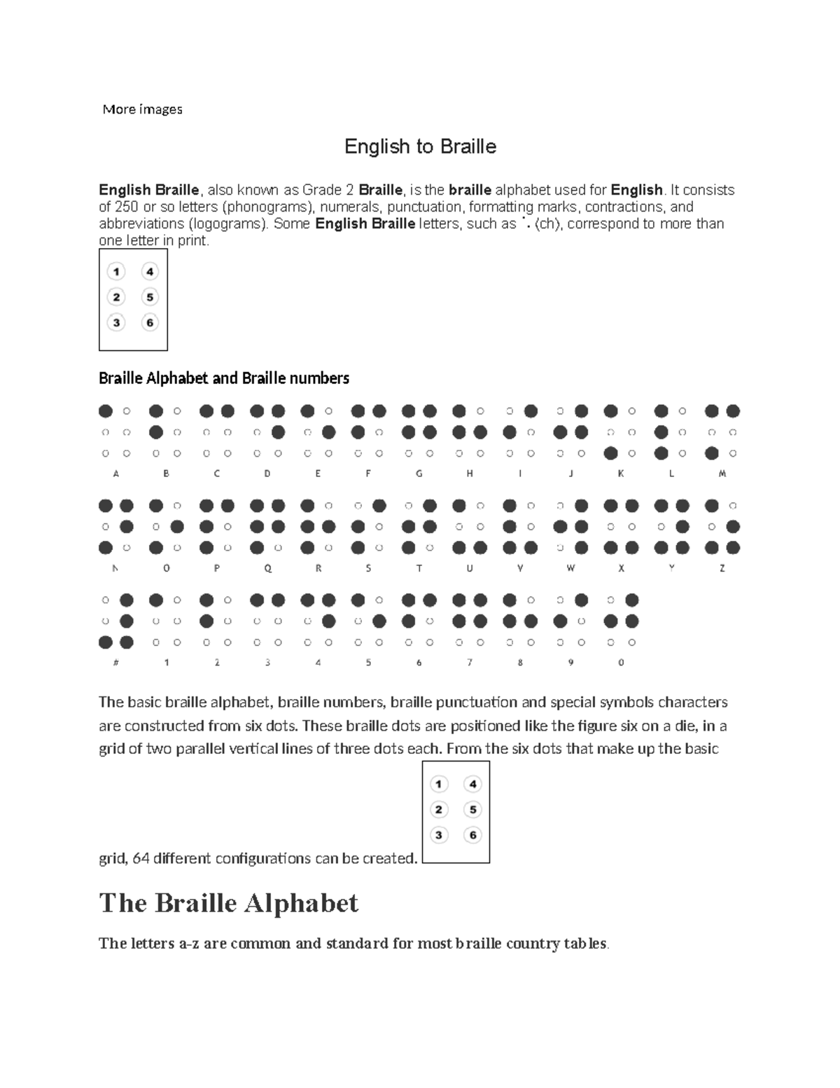 English Braille AND Alphabet - More images English to Braille English ...