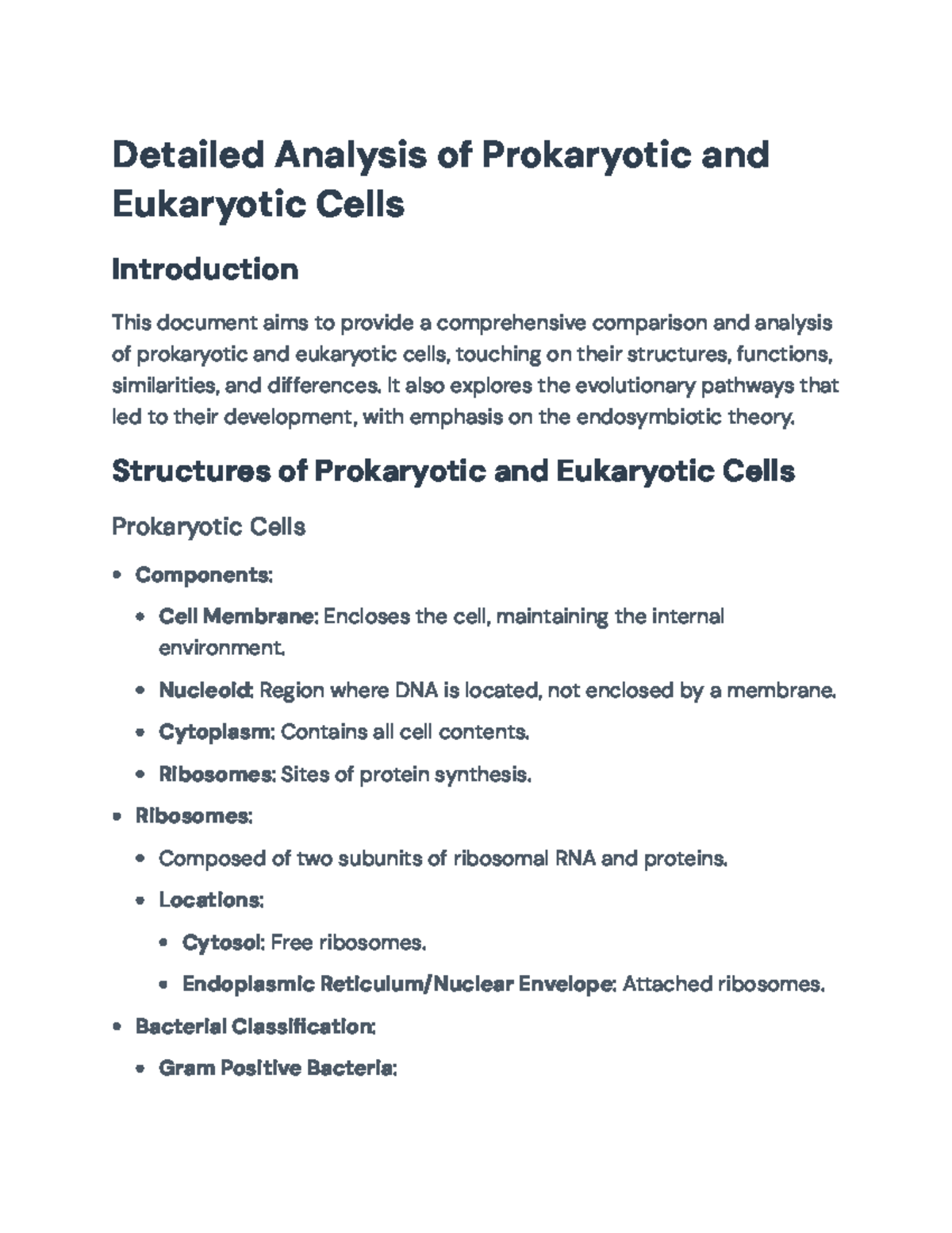 Comparative Analysis of Prokaryotic and Eukaryotic Cells - Detailed ...