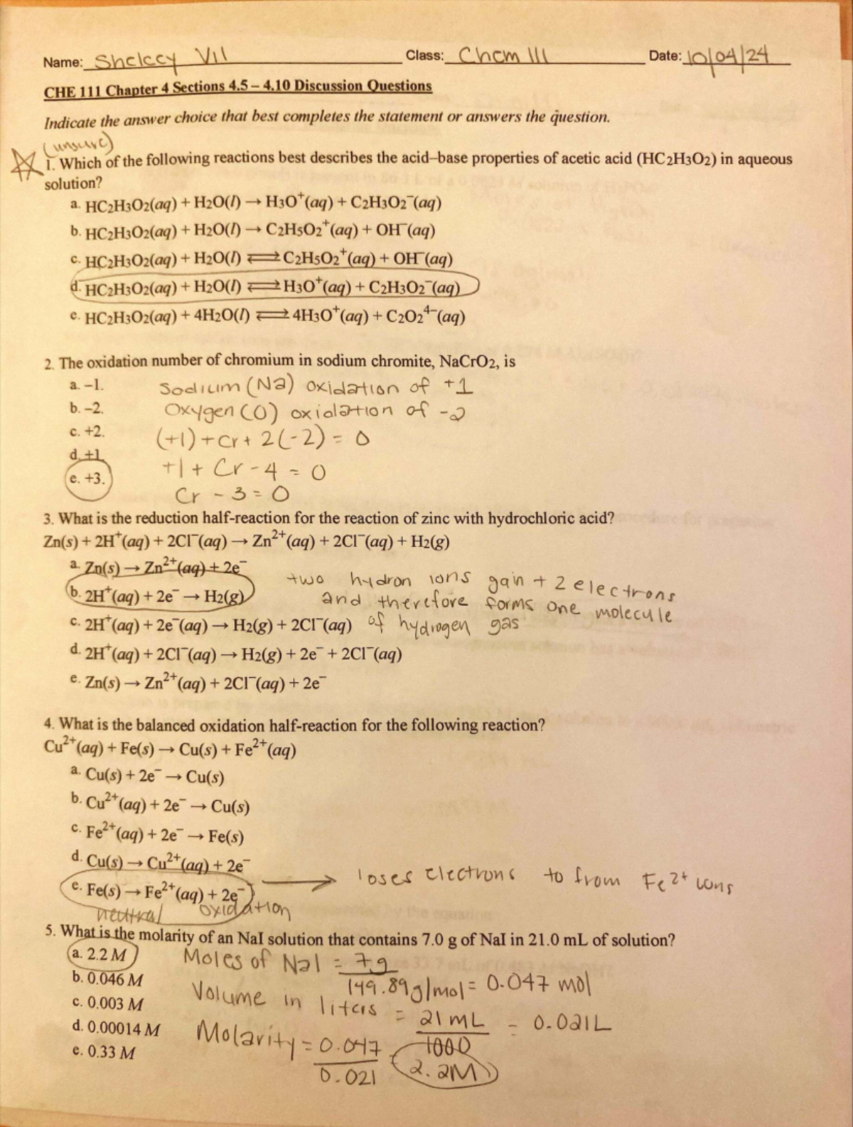 CHE Chapter 4 Discussion Questions and Answers - Studocu