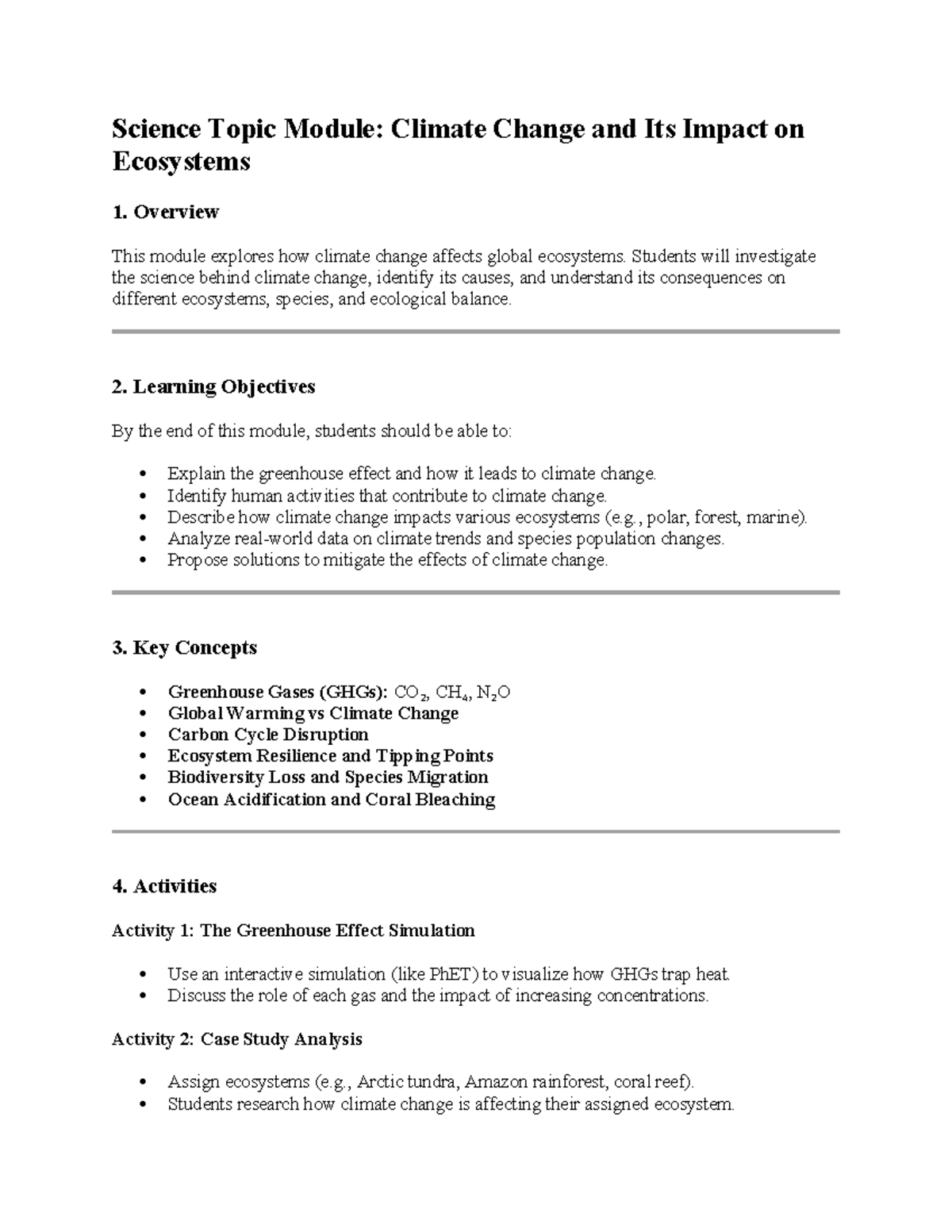SCI 101: Climate Change & Ecosystem Impacts - Module Overview - Studocu