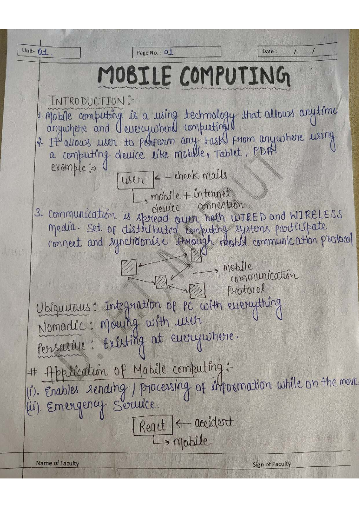 Mobile Cmputing Notes U-1 - 01. Page No. : 01 Date : MOBILE COMPUTING 1 ...