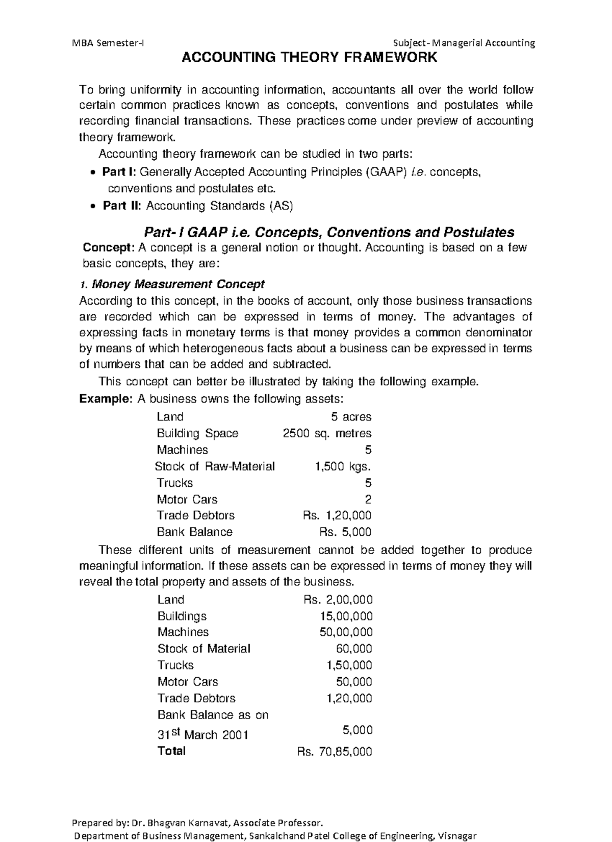 GAAP - Study notes on GAAP and IFRS - Prepared by: Dr. Bhagvan Karnavat ...