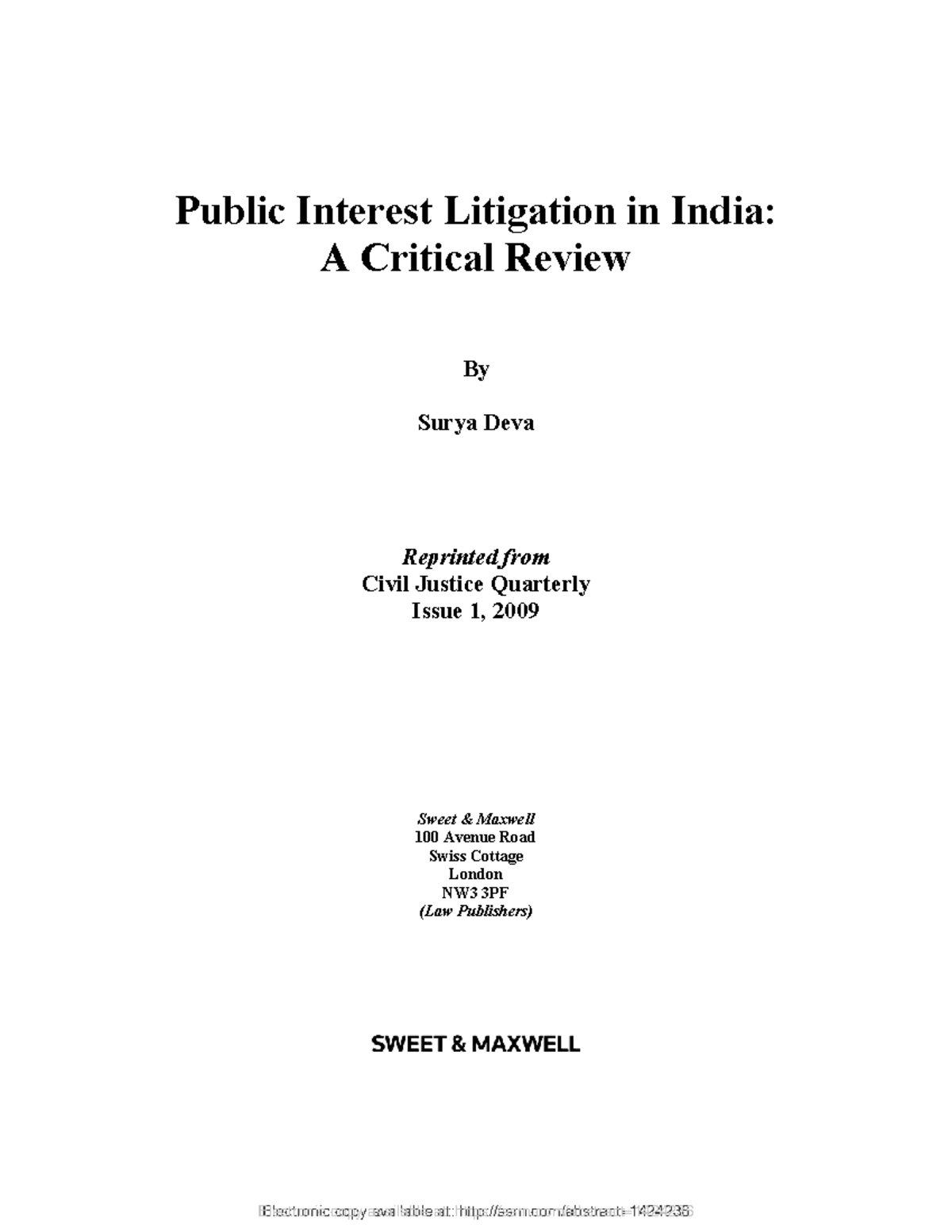 PIL in India: A Critical Review (Law 101 - Research Paper) - Studocu