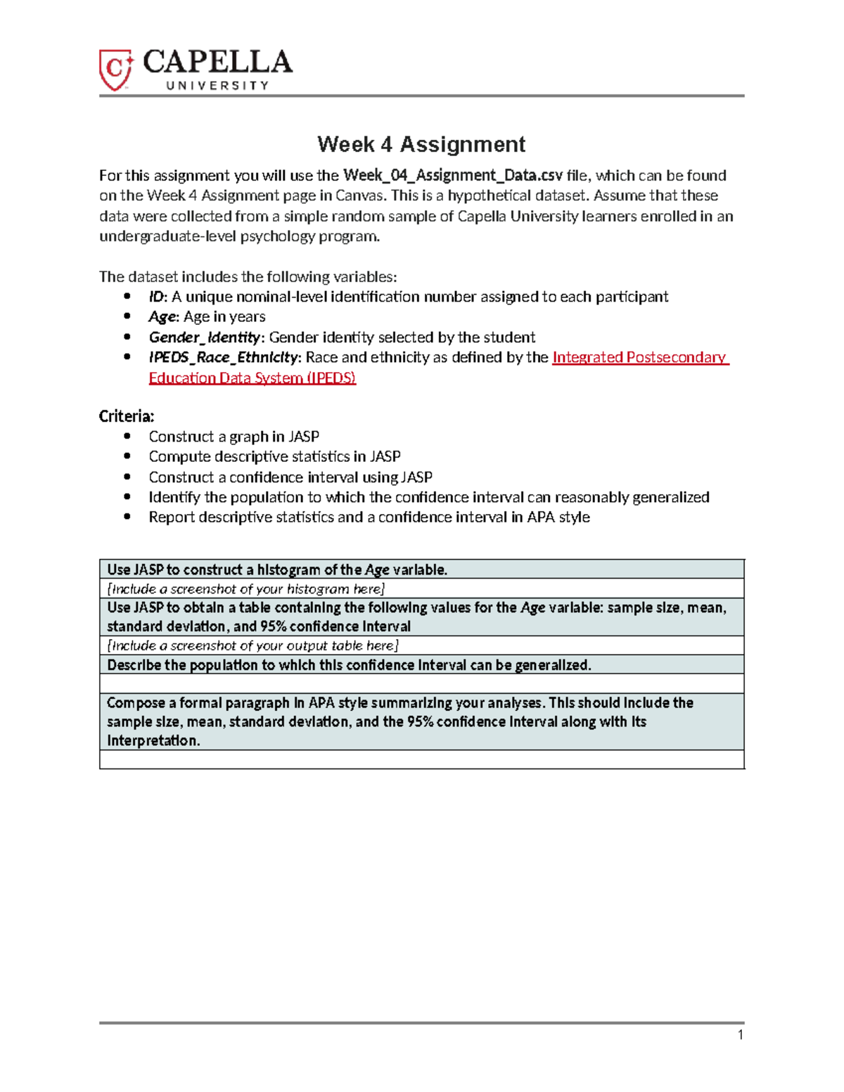 PSYC3700 Week 4 Assignment: Data Analysis in JASP - Studocu