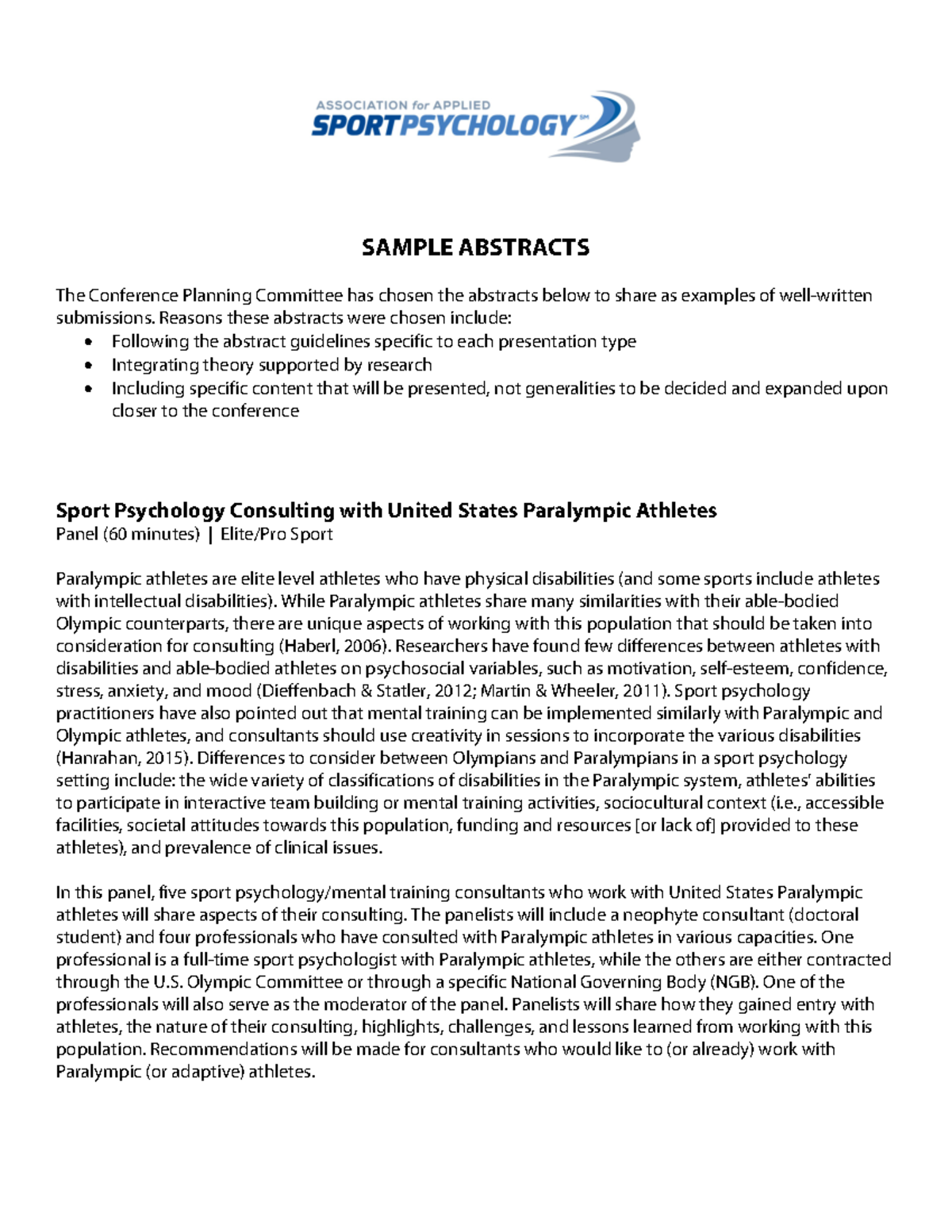 Abstract samples - Entrance exam examples - SAMPLE ABSTRACTS The ...