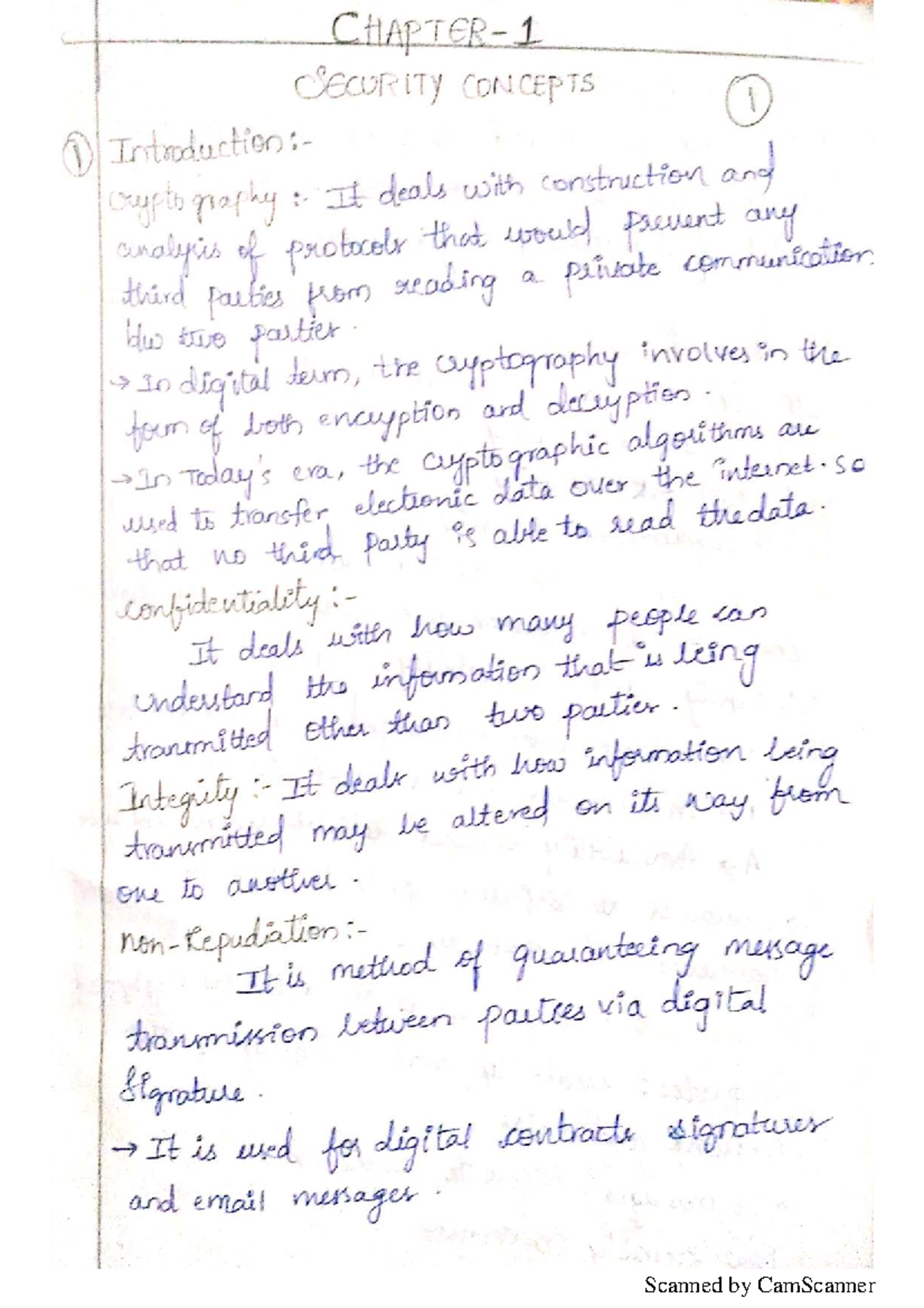 CNS 1st Unit - Cryptography and Security Concepts Notes - Studocu