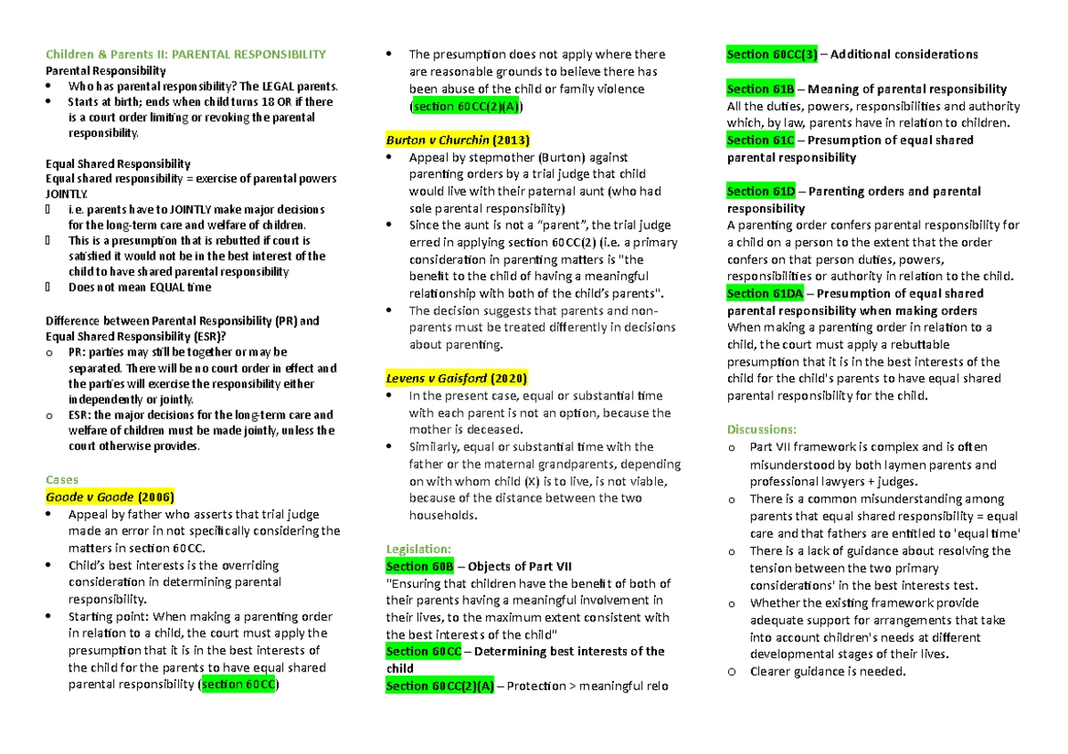 Russell Case Notes: Child Custody Proceedings and Parental ...