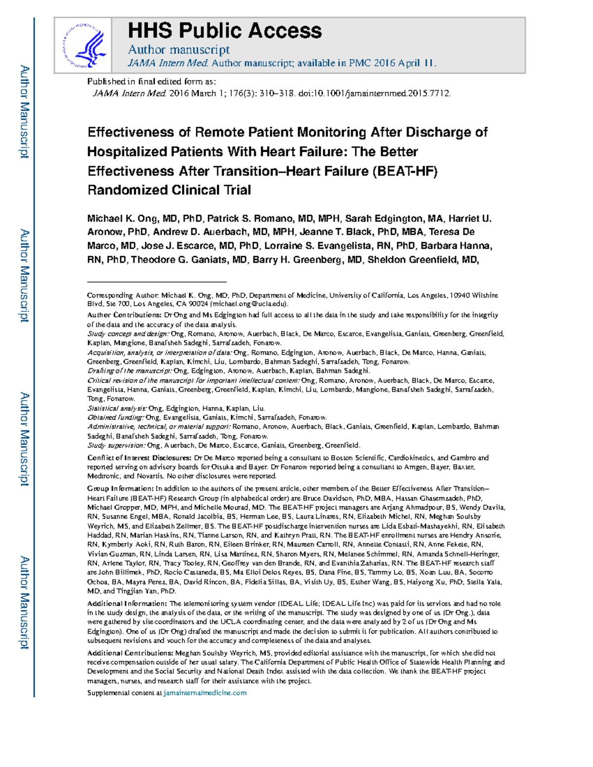 Effectiveness of Remote Patient Monitoring in Heart Failure: RCT ...