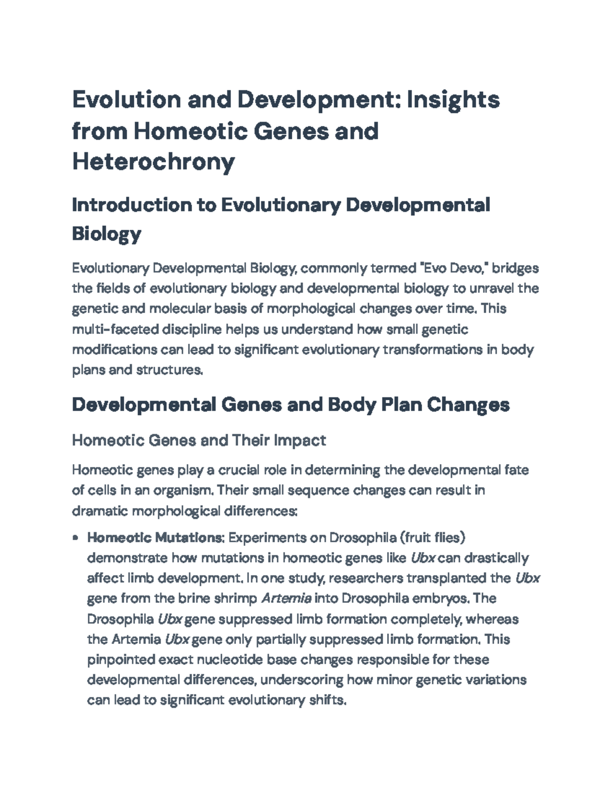 Evo Devo Insights: Homeotic Genes and Heterochrony in Evolution ...