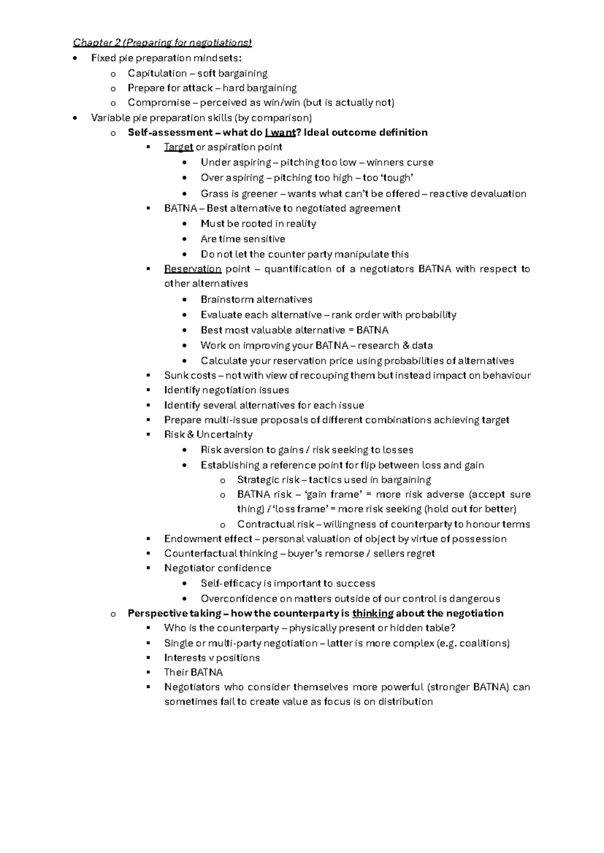 Mind & Heart of Negotiator - Chapter 2 Summary Notes - Studocu