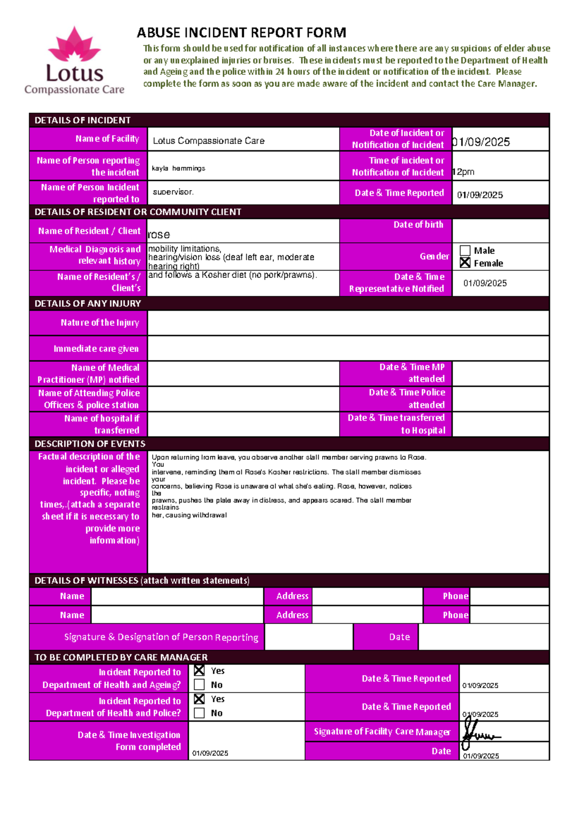 Elder Abuse Incident Report Form - UJYFDJFSHDFZSDXCGVHBKJNKM - Studocu