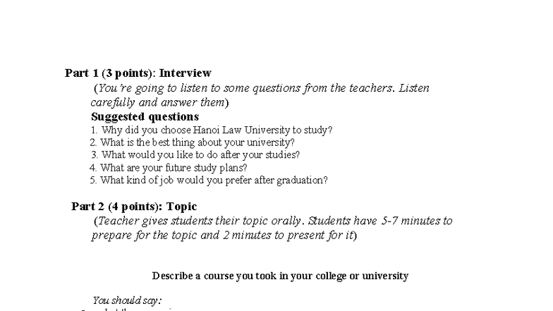 Interview Preparation and Practice Questions for HSD 101 - Studocu