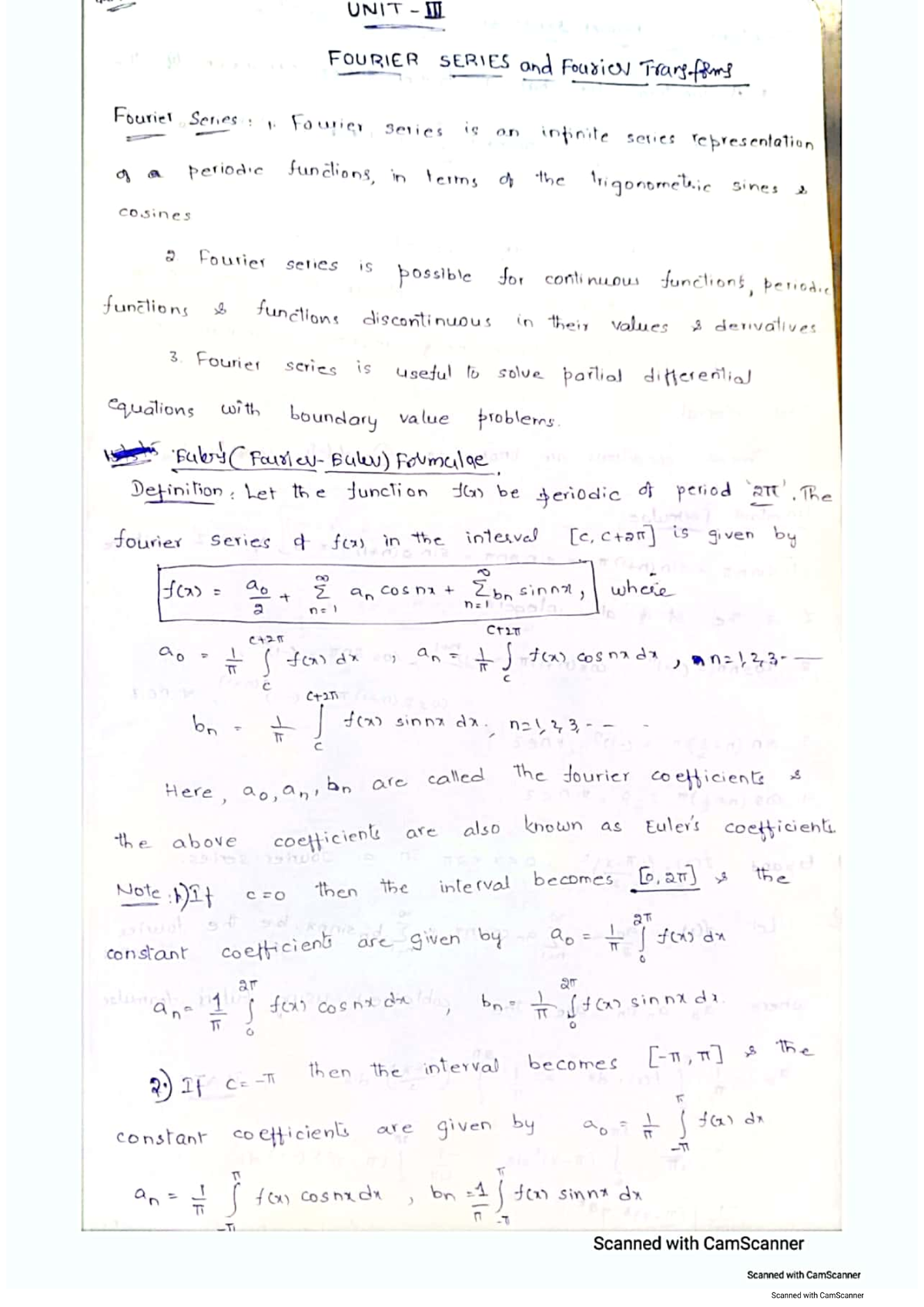 M3 R20 - UNIT-3 (ref-2) - Easy to solve - UNIT. FOURIER SERIES and ...