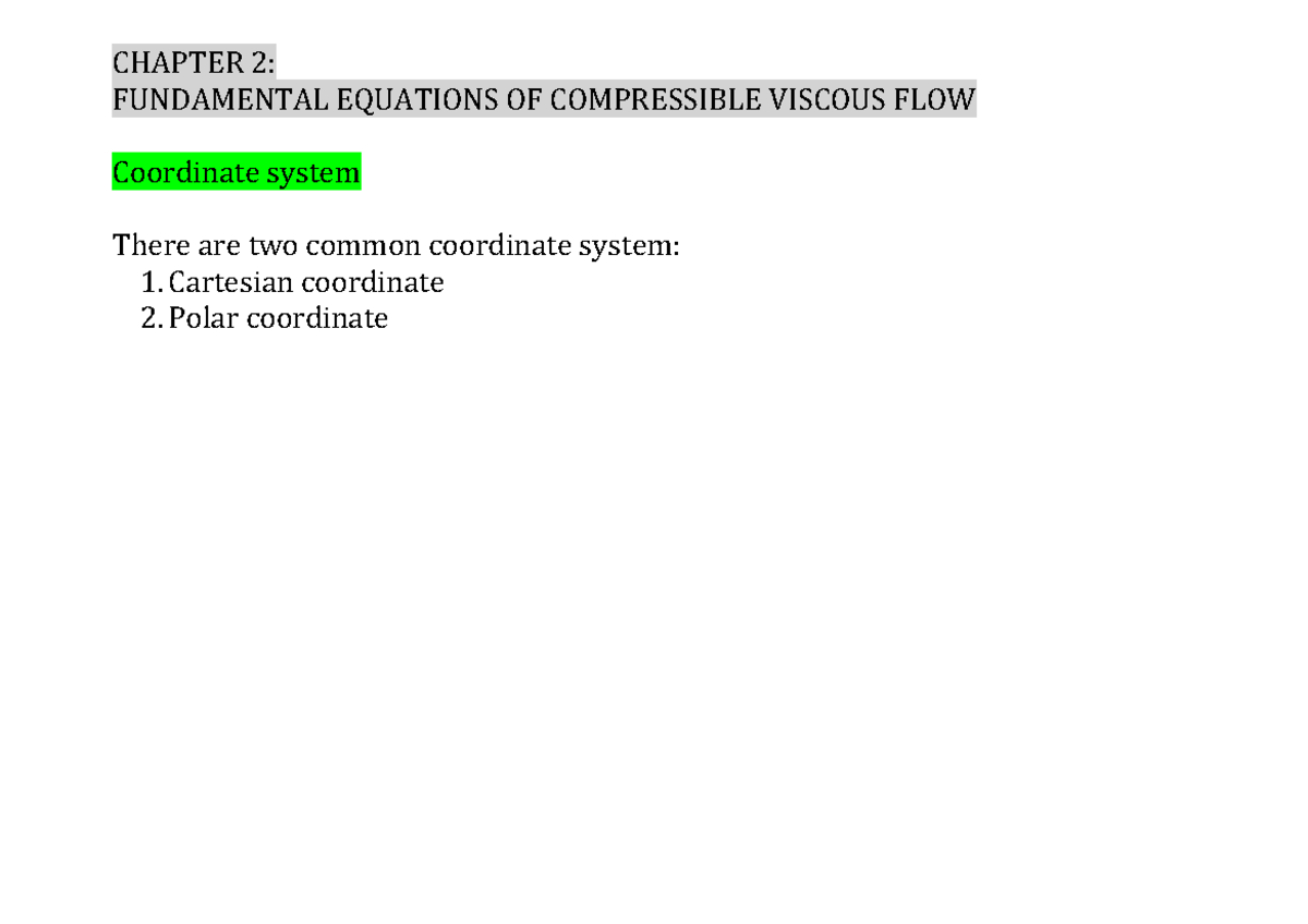 Fundamental Equations of Compressible Flow: CH2 Notes - Studocu