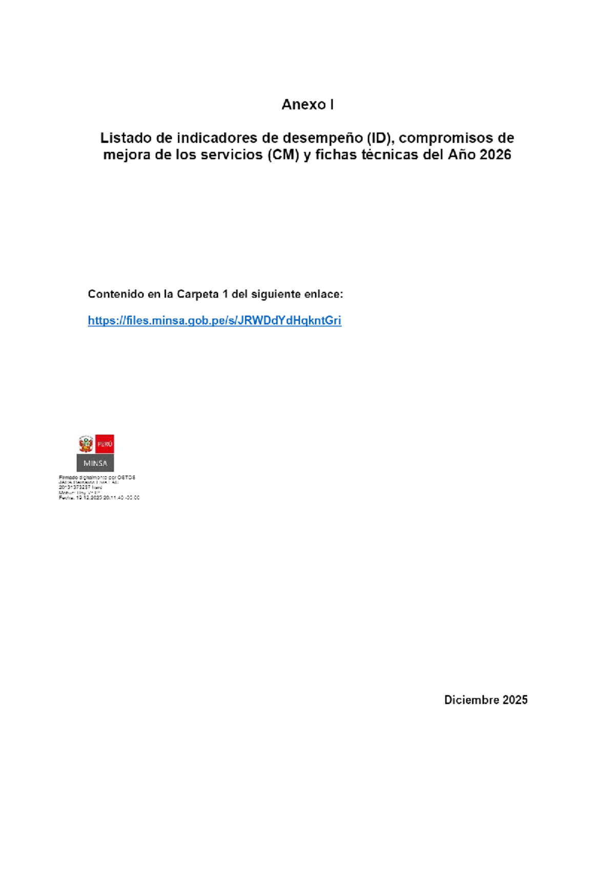 Anexo I: Fichas Técnicas de Indicadores de Desempeño 2026 (MINSA) - Document Preview
