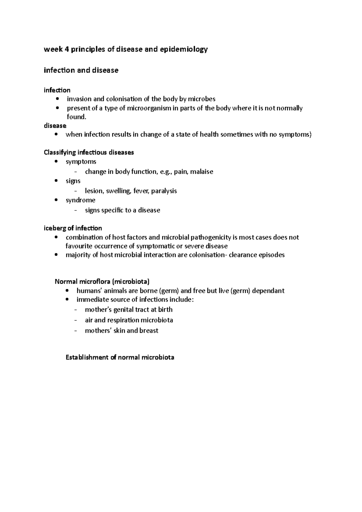 Week 4 principles of disease and epidemiology - week 4 principles of ...