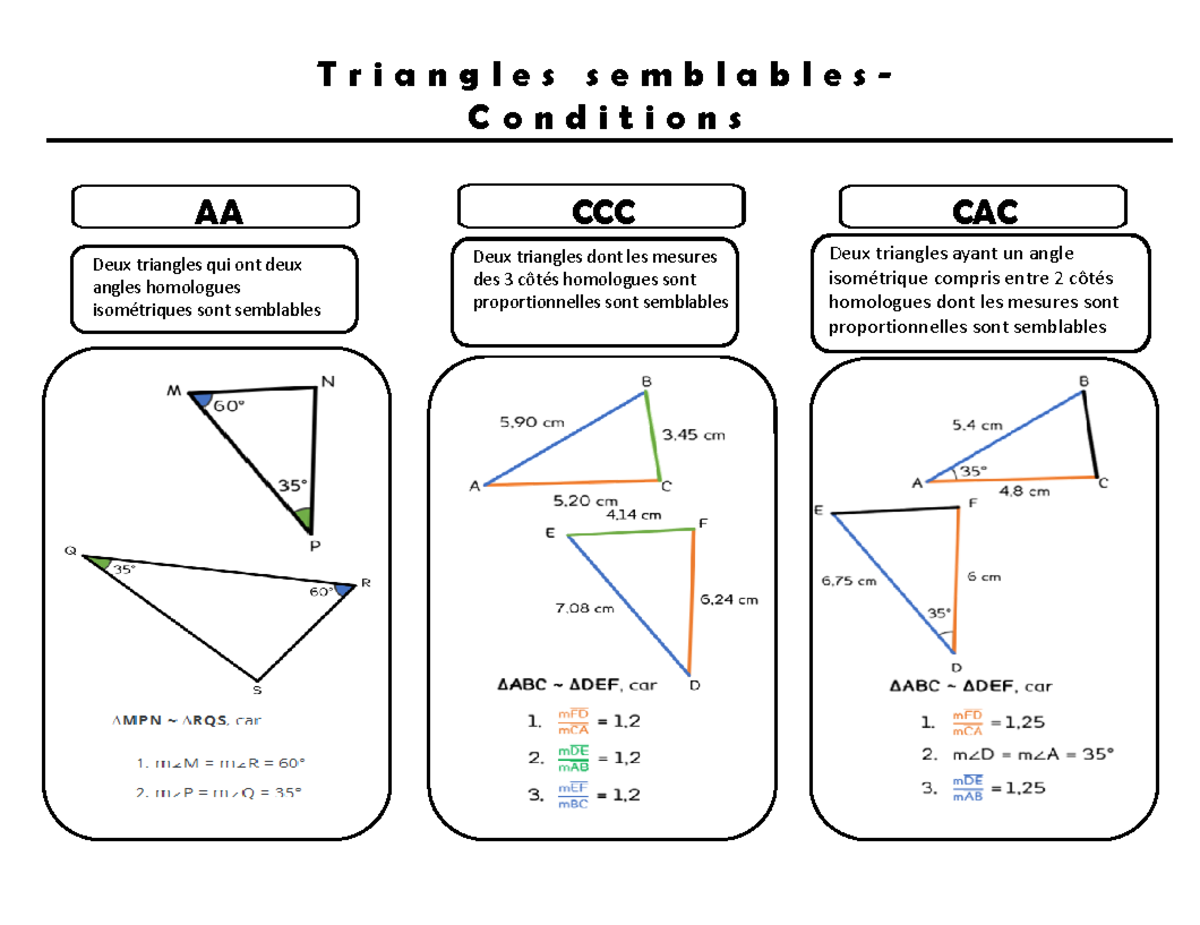Secondaire 4 Triangles semblables - 260716 - T r i a n g l e s s e m b ...