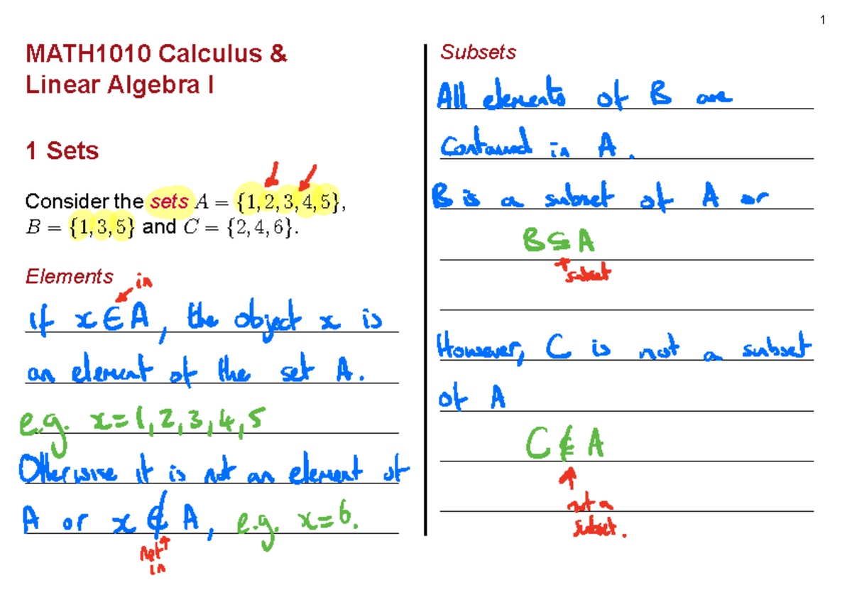 MATH1010 Final Exam Notes: Sets, Intervals, and Vectors - Studocu