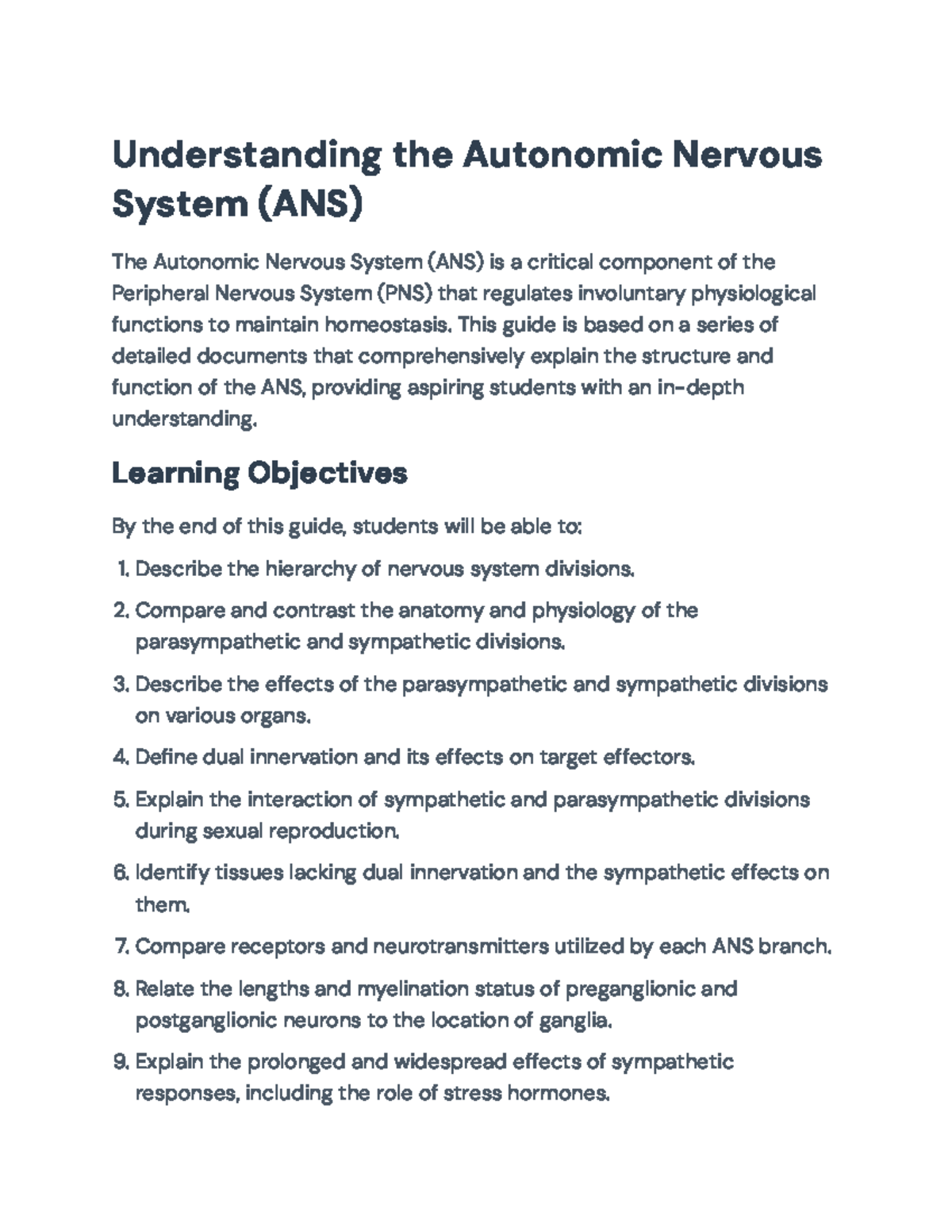 Understanding the Autonomic Nervous System (ANS) - A Comprehensive ...
