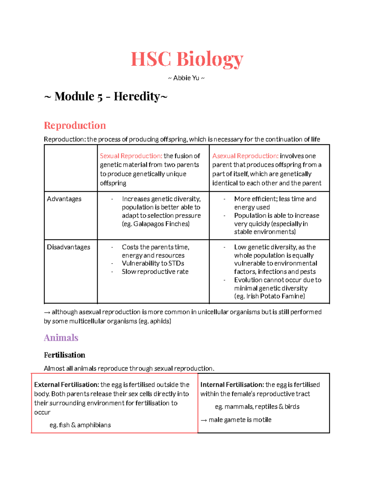 HSC Biology Module 5: Reproduction Syllabus Notes - Studocu