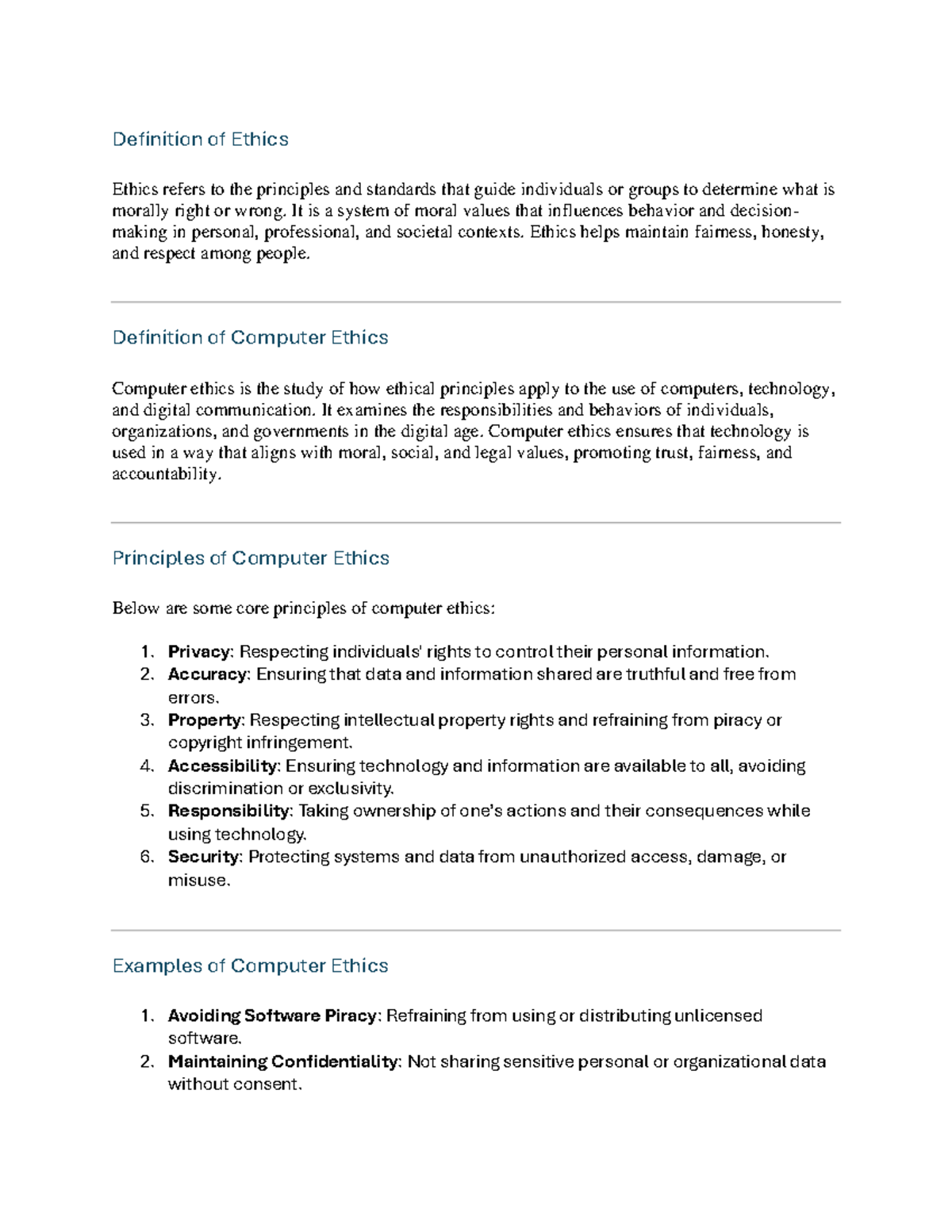 ‎Untitled 3 - Notes - Definition of Ethics Ethics refers to the ...