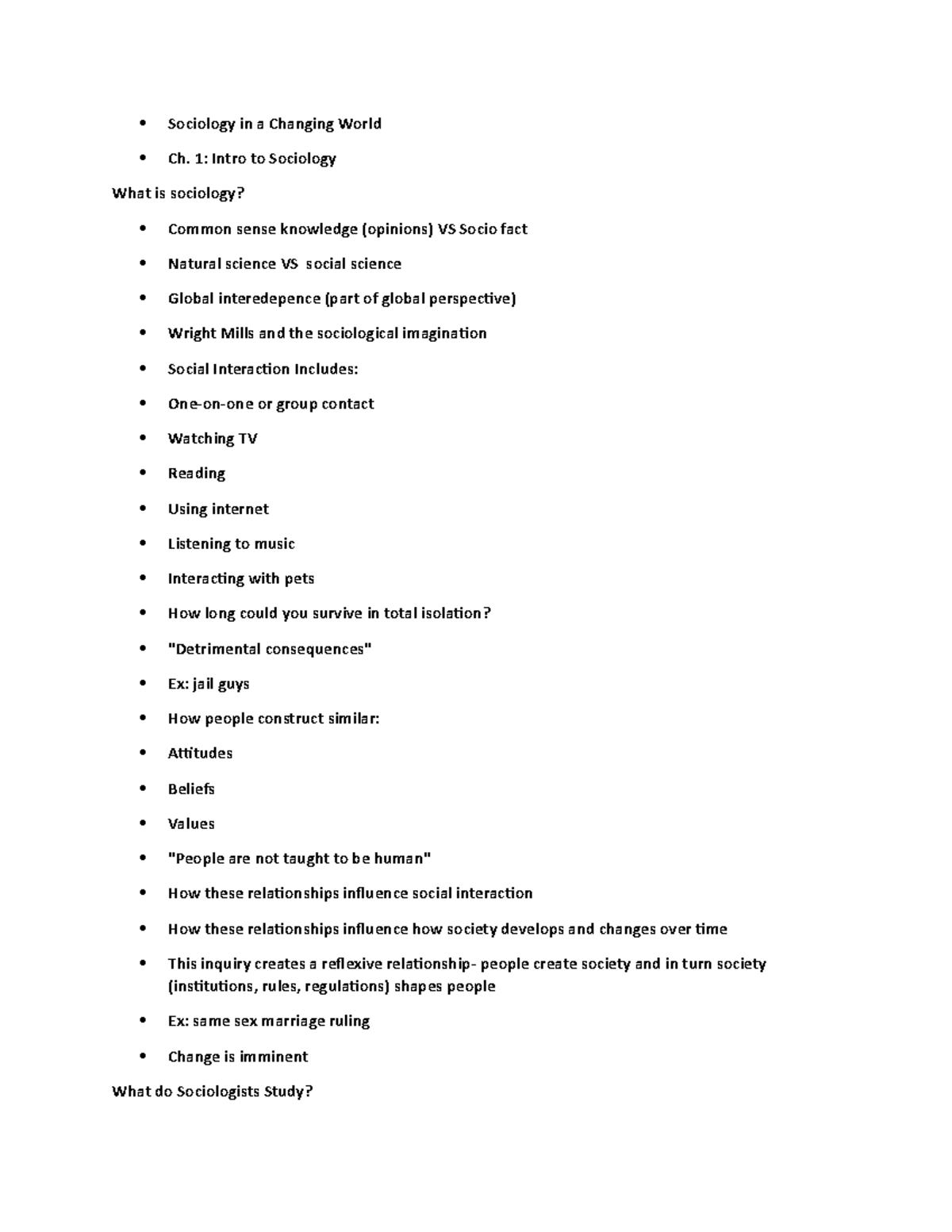 Soc 101 - Lecture Notes on Sociology and Social Change - Studocu
