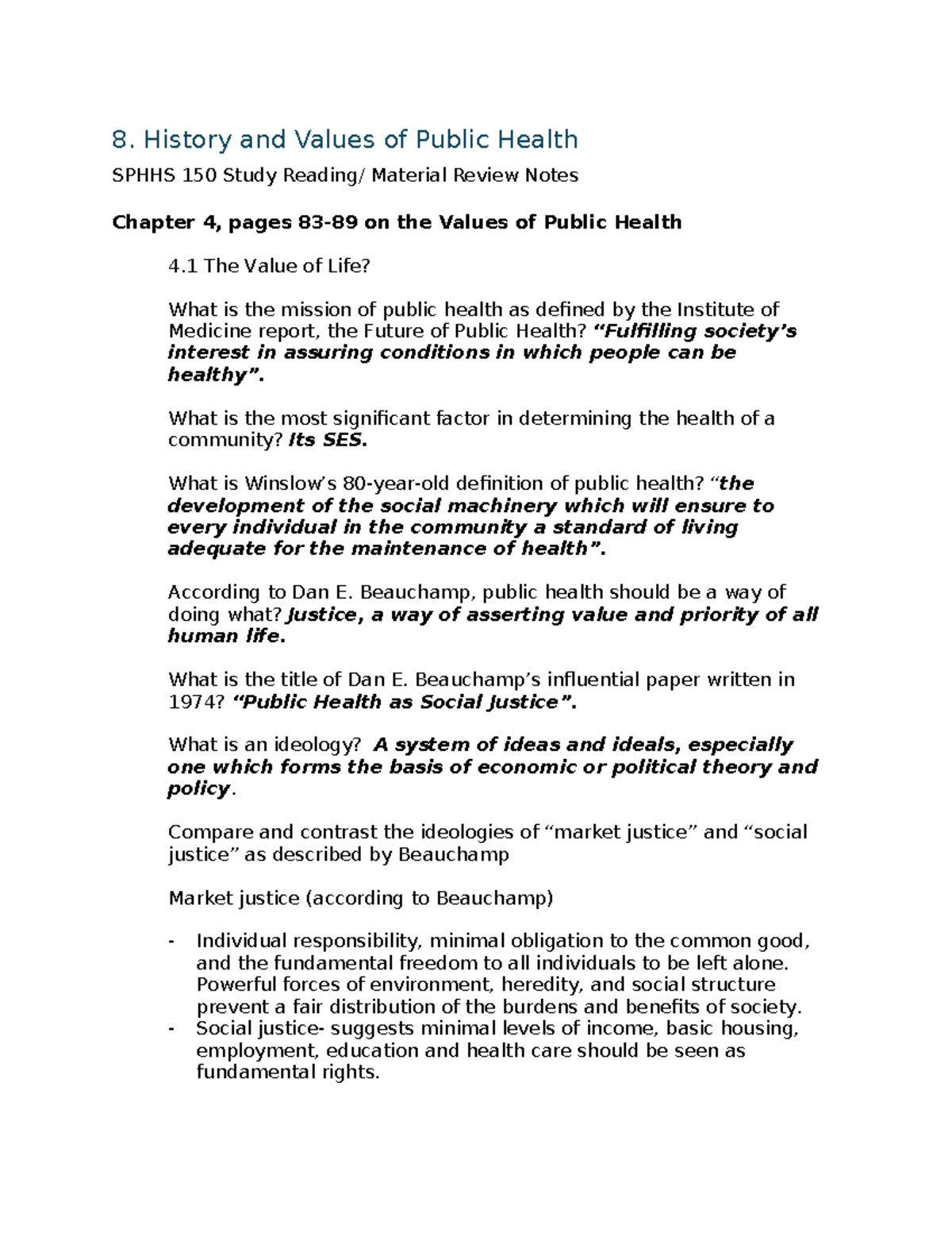 History of Public Health and Strategies for Equity (SPHHS 150 Study ...