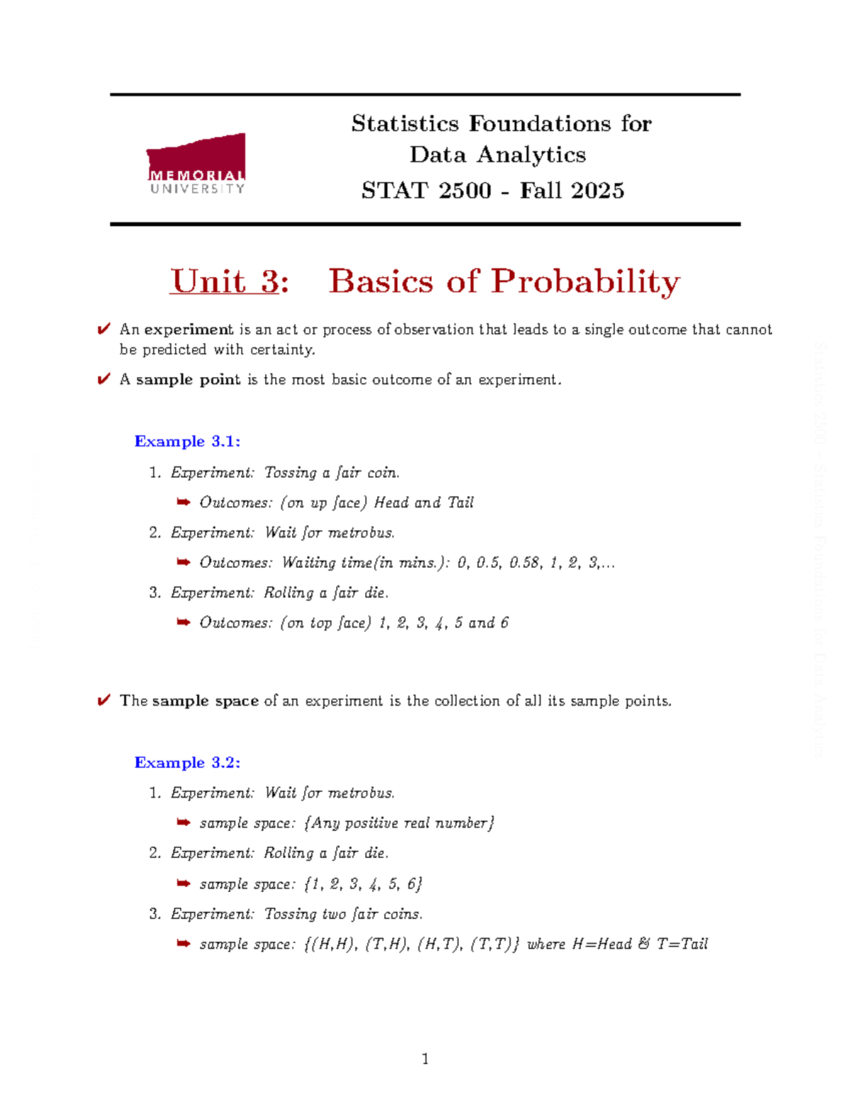 Unit 3: Basics of Probability - Lecture Notes for STAT 2500 Fall 2025 ...