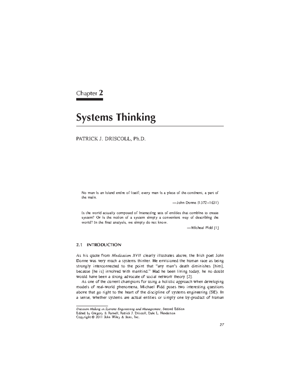 4. Lectura Cap 2. Systems thinking - Chapter 2 Systems Thinking PATRICK ...
