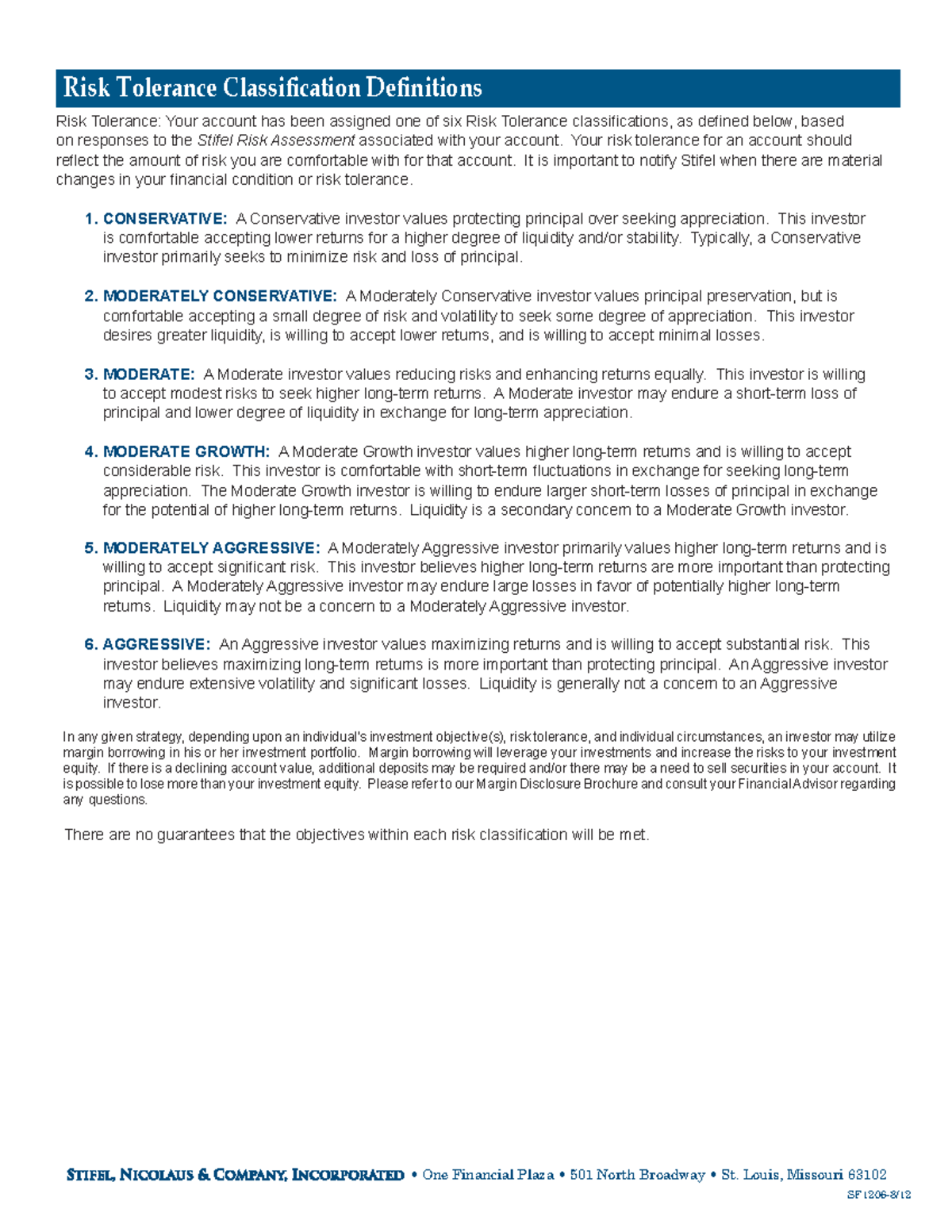 Risk Classification Definitions - Risk Tolerance Classification ...